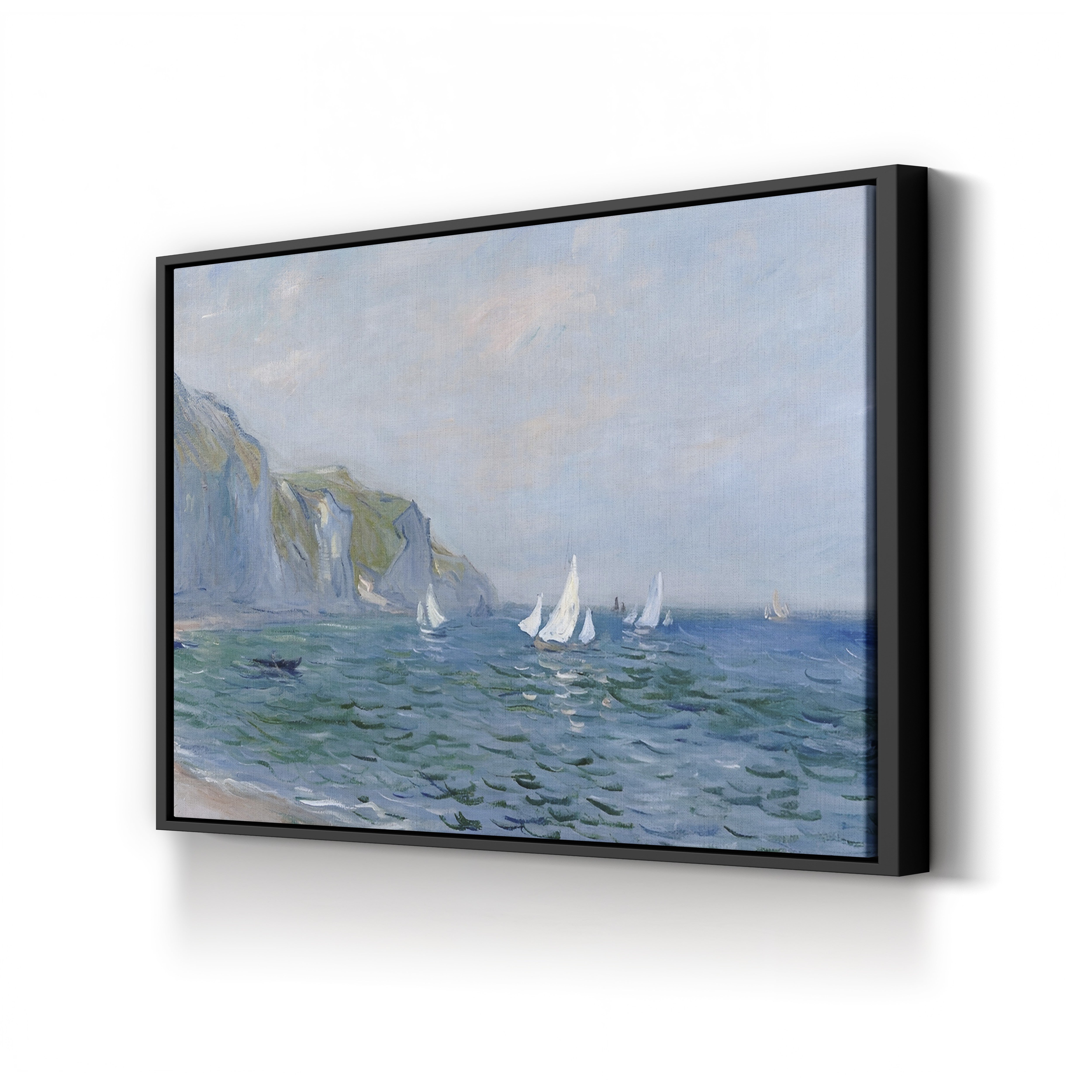 Cliffs and Sailboats at Pourville – Claude Monet Wall Art | Impressionist Normandy Coastal Canvas Print