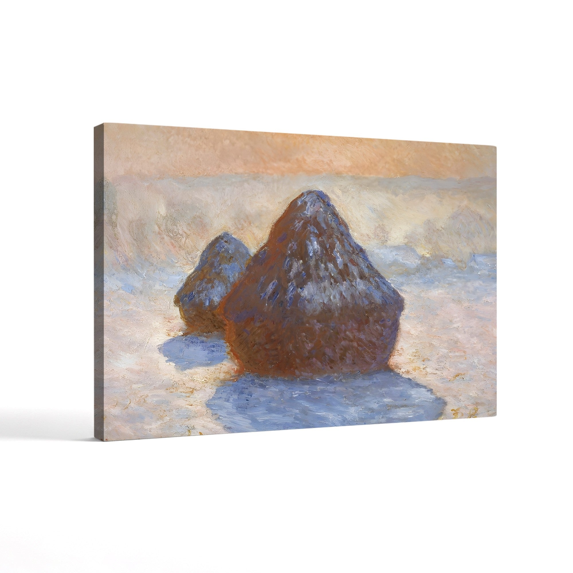 Haystacks, Snow Effect – Claude Monet Wall Art | Impressionist Winter Landscape Canvas Print