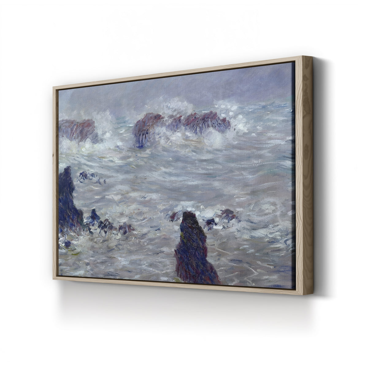 Storm off the Belle-Île Coast, c. 1886 by Claude Monet canvas print in oak frame