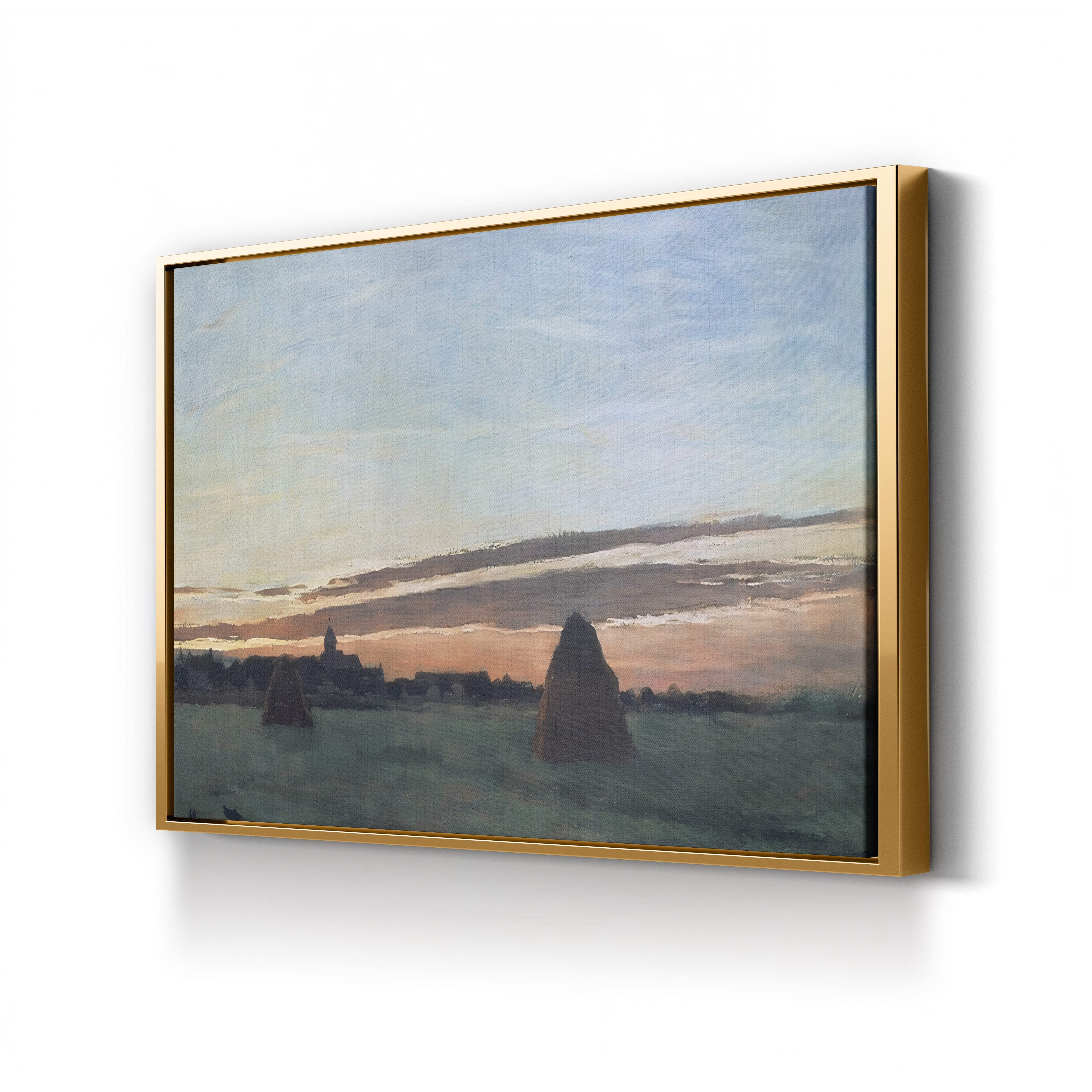 Haystacks at Chailly, 1865 – Claude Monet Wall Art | Early Impressionist Landscape Canvas Print