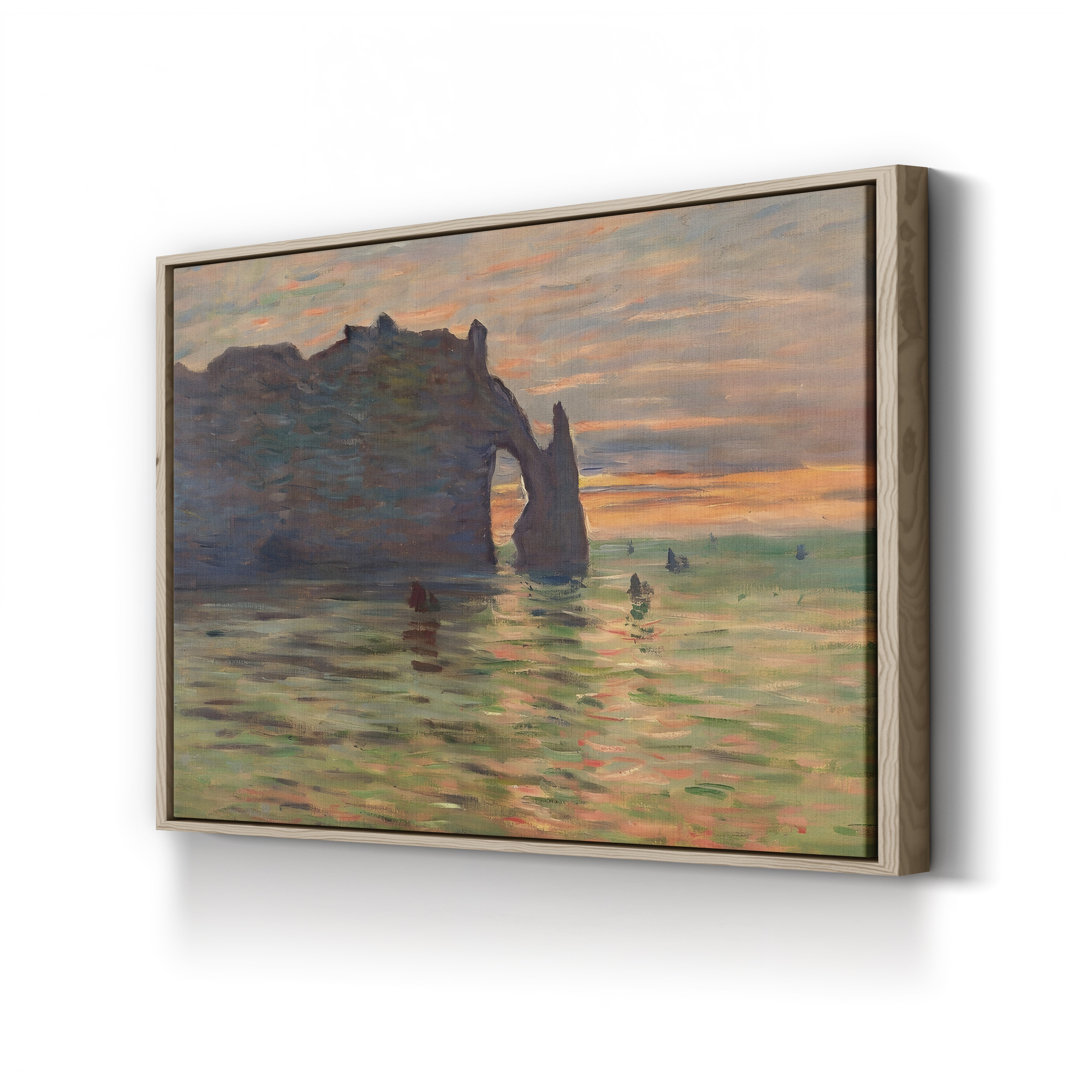 Coucher de Soleil à Étretat – Claude Monet Wall Art | Impressionist Normandy Sunset Canvas Print