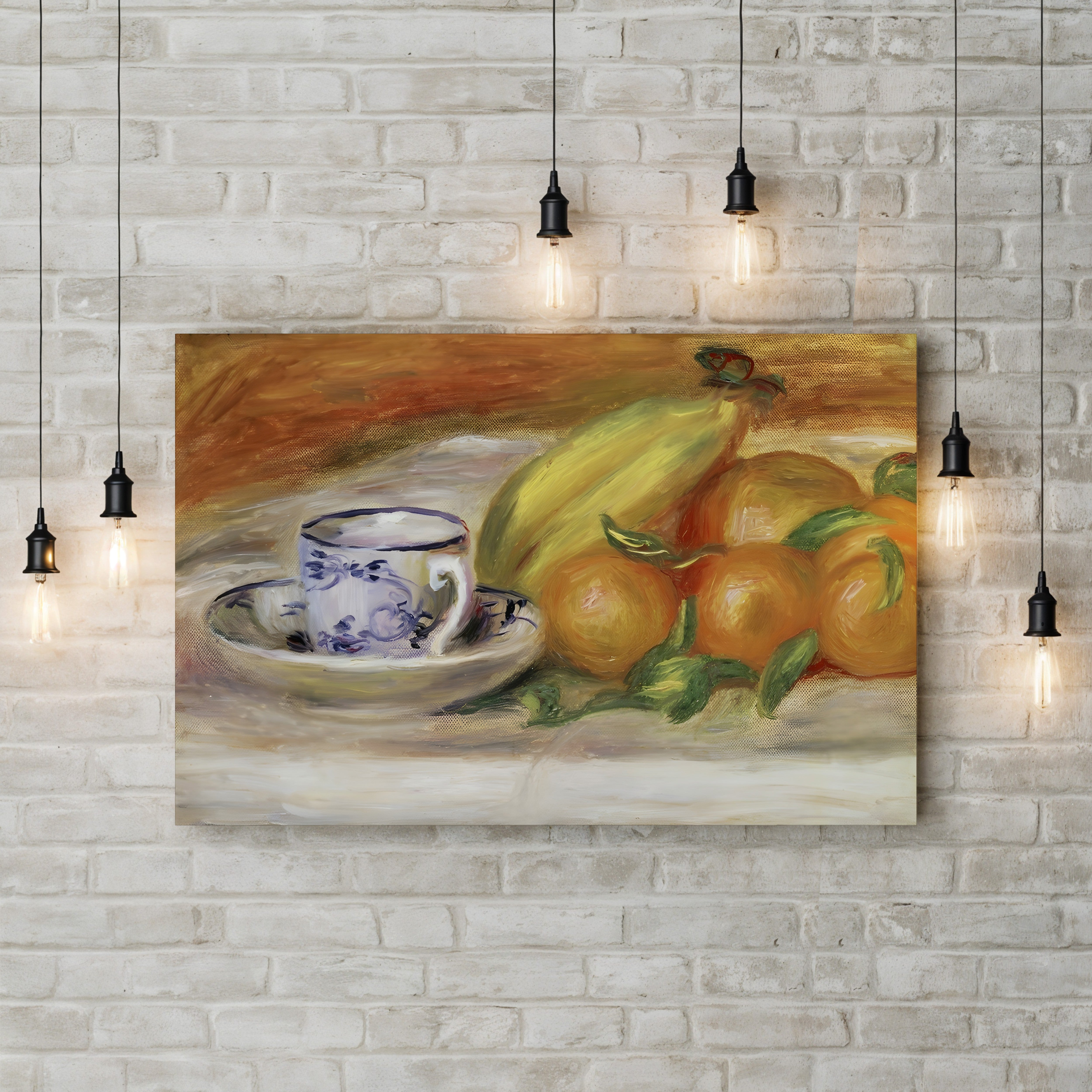 Fruit with Cup and Saucer, 1913 – Pierre-Auguste Renoir Wall Art | Late Impressionist Still Life Canvas Print
