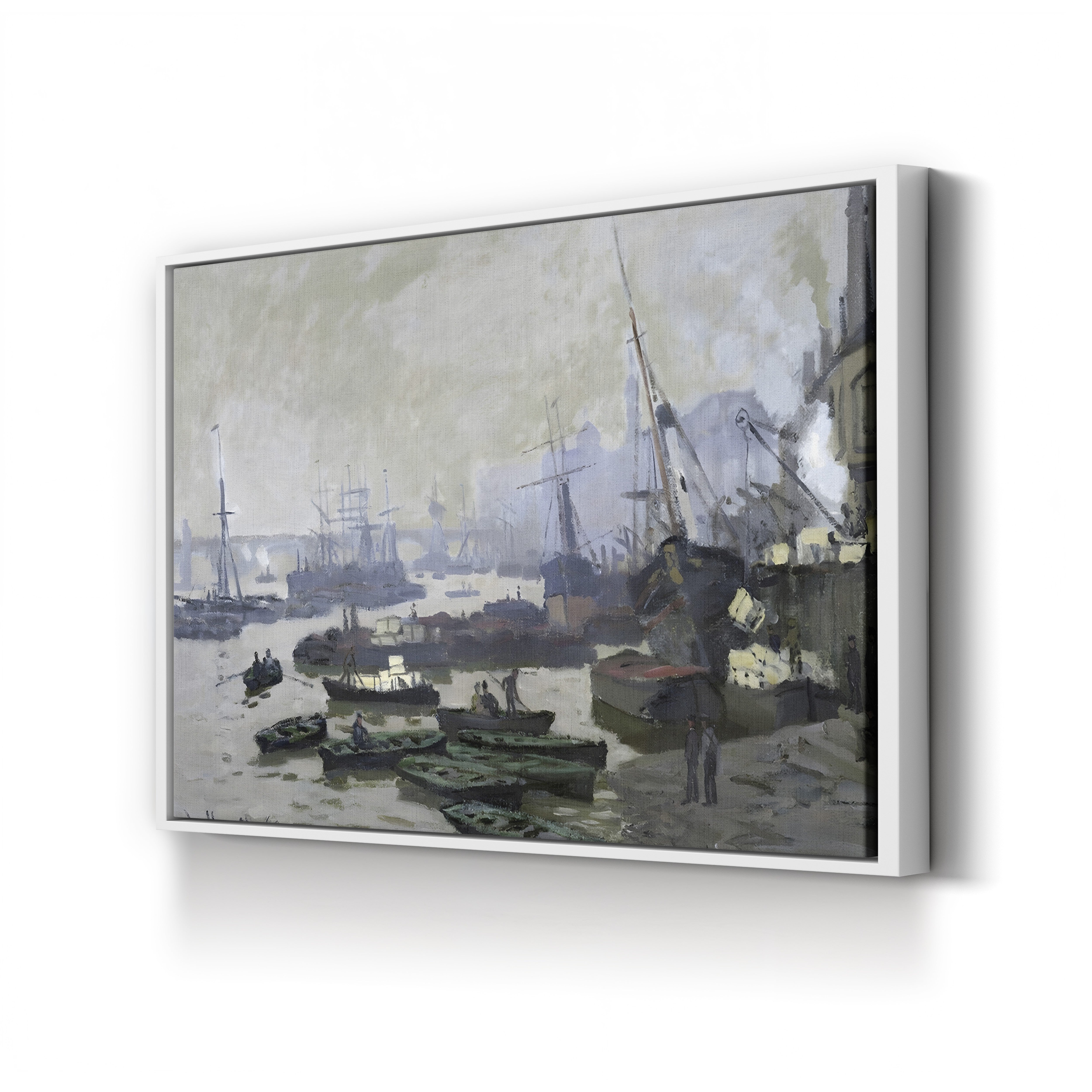 Boats in the Pool of London, 1871 – Claude Monet Wall Art | Early Impressionist Thames Canvas Print