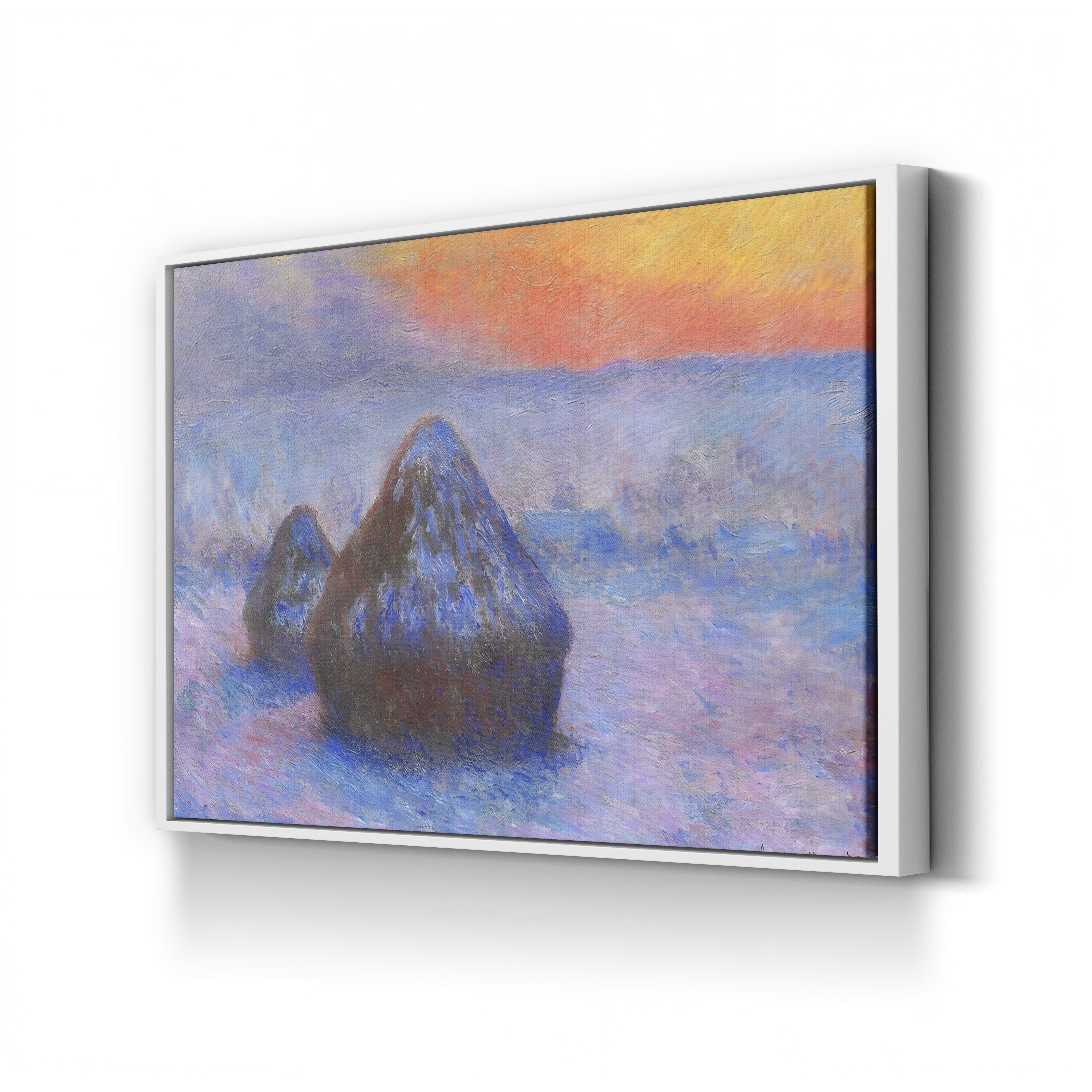 Stacks of Wheat, Sunset, Snow Effect (Meules, Effet de Neige, Soleil Couchant), 1890-91 by Claude Monet