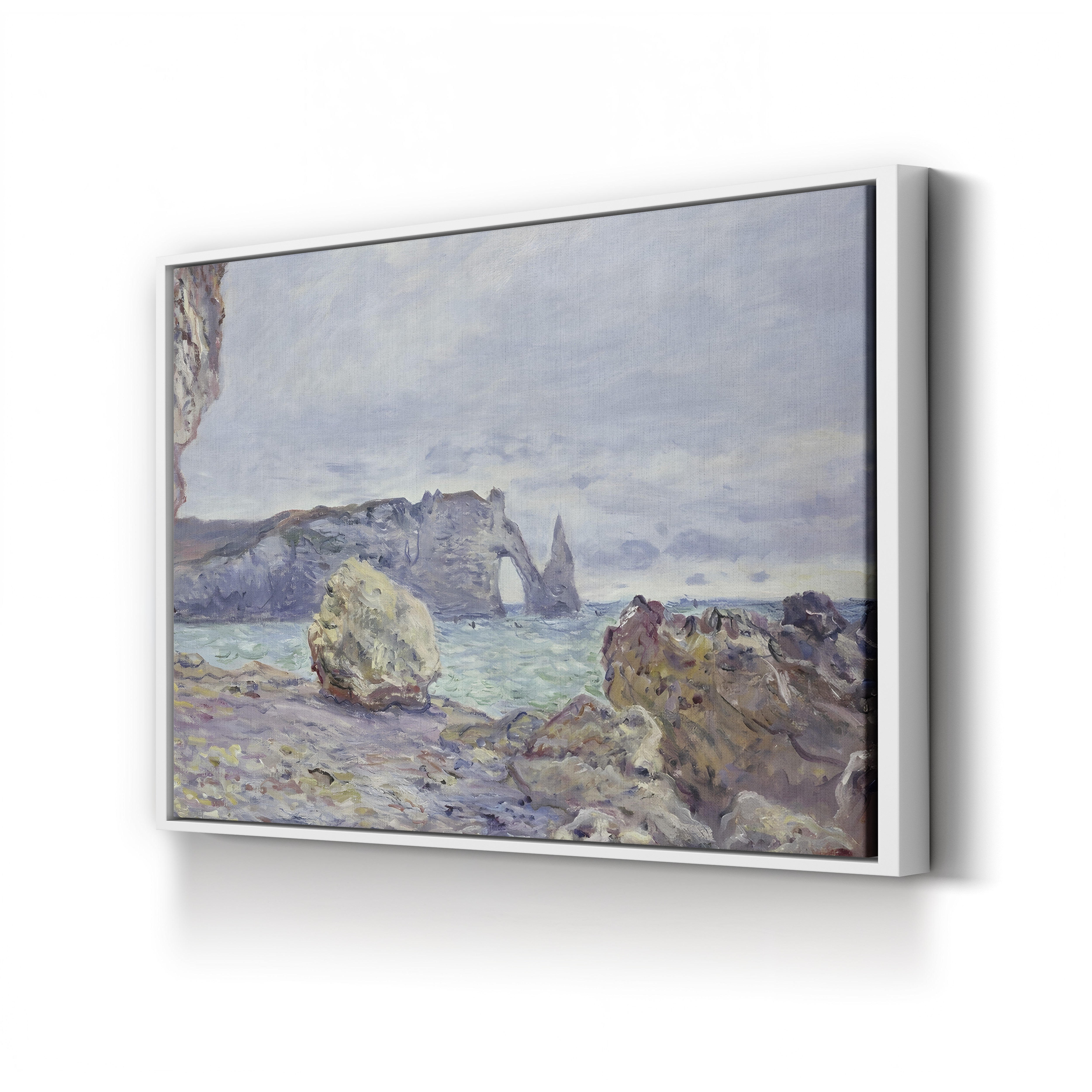 Étretat, the Beach and the Porte d'Aval, 1884 – Claude Monet Wall Art | Iconic Impressionist Normandy Cliff Canvas Print