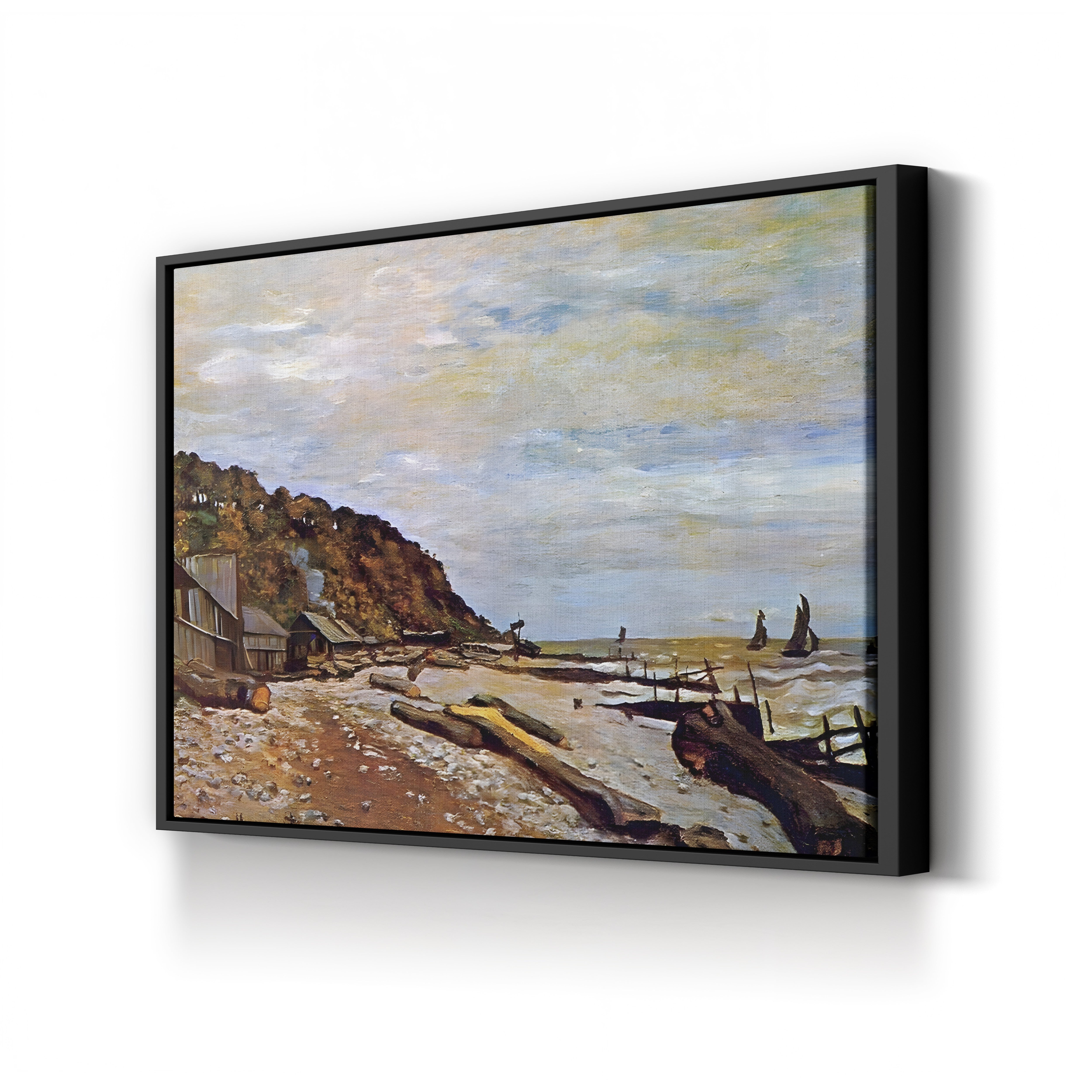 Boatyard near Honfleur, 1864 – Claude Monet Wall Art | Early Impressionist Norman Port Canvas Print