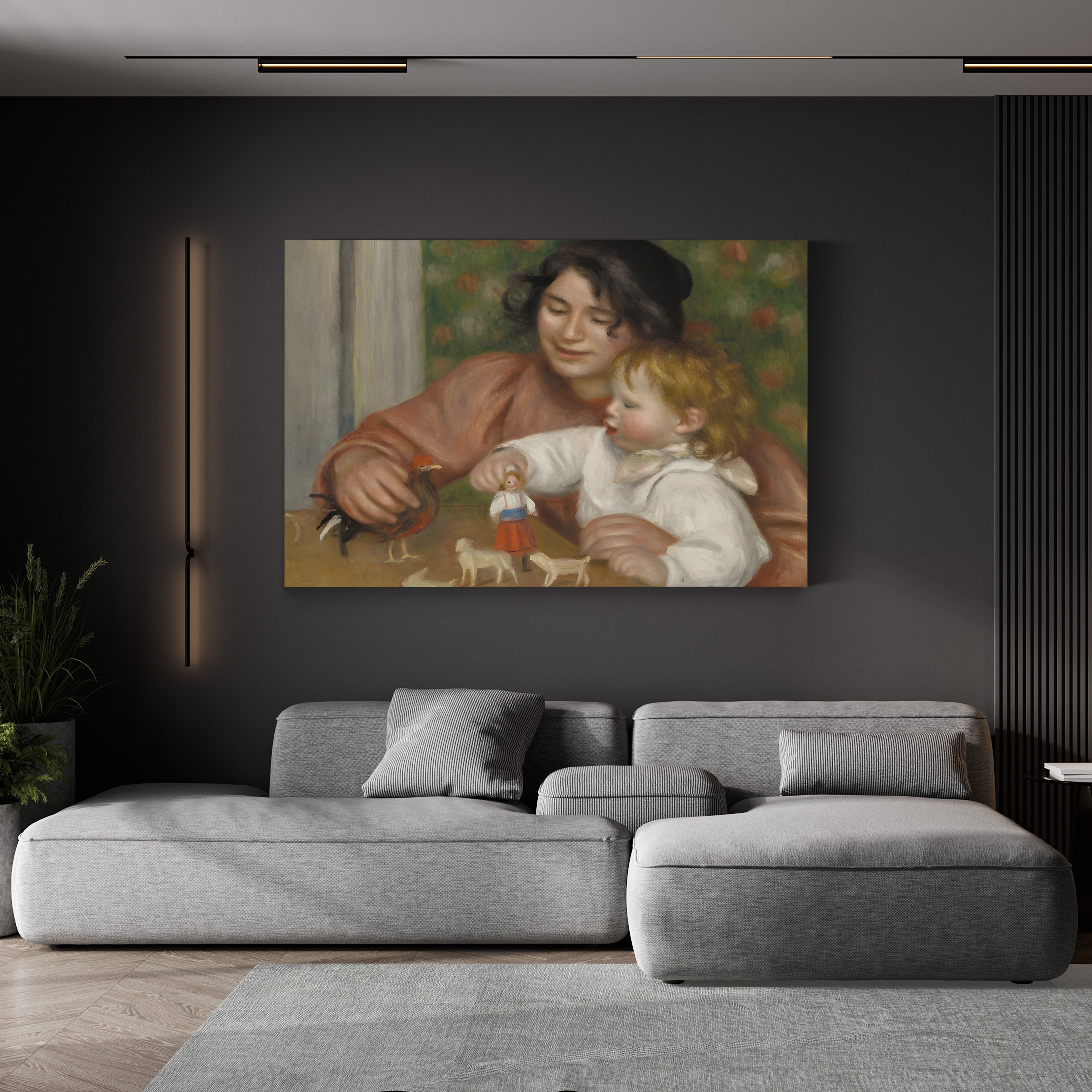 Child with Toys – Gabrielle and the Artist's Son Jean – Pierre-Auguste Renoir Wall Art | Impressionist Family Canvas Print