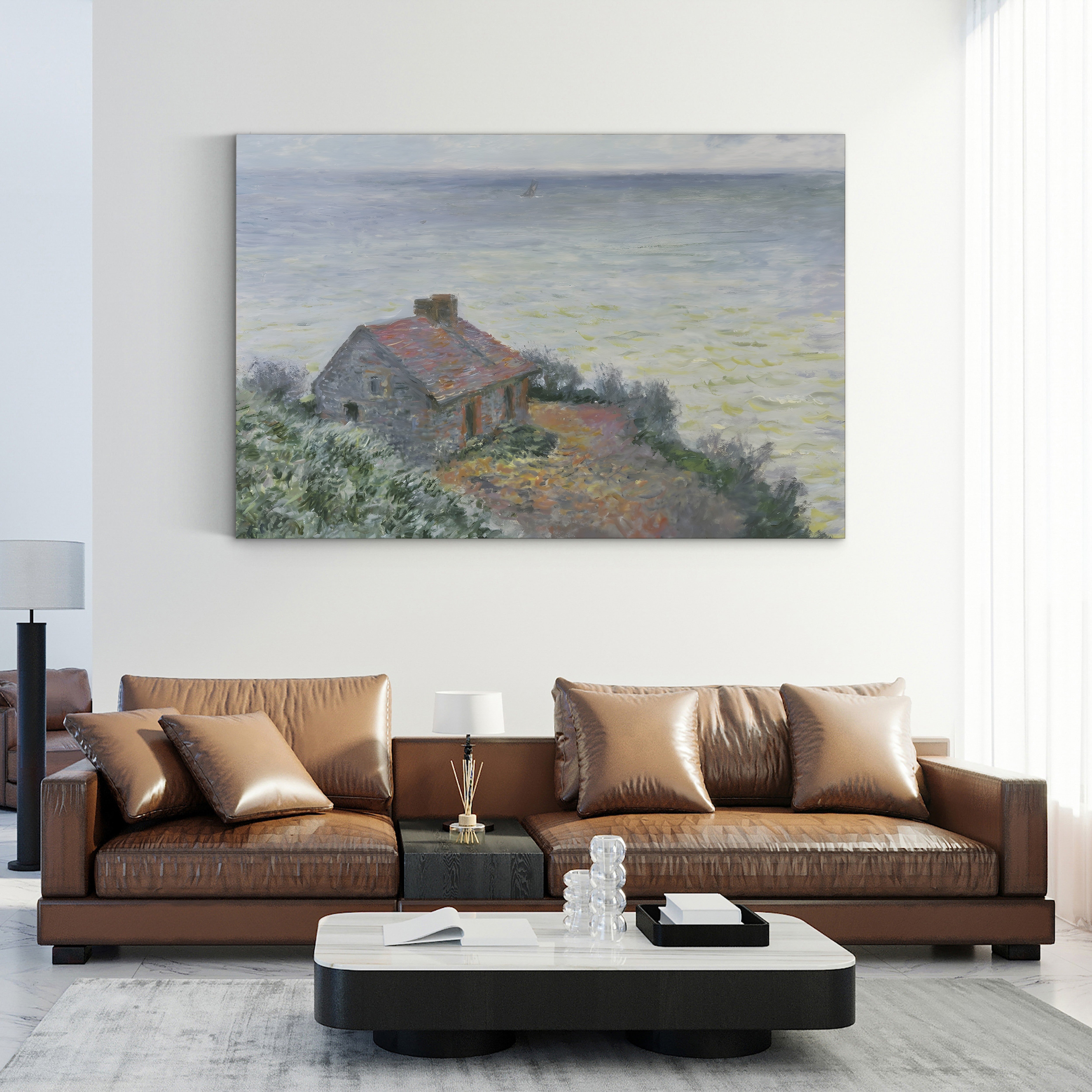 Customs Post at Dieppe, 1882 – Claude Monet Wall Art | Impressionist Normandy Clifftop Canvas Print