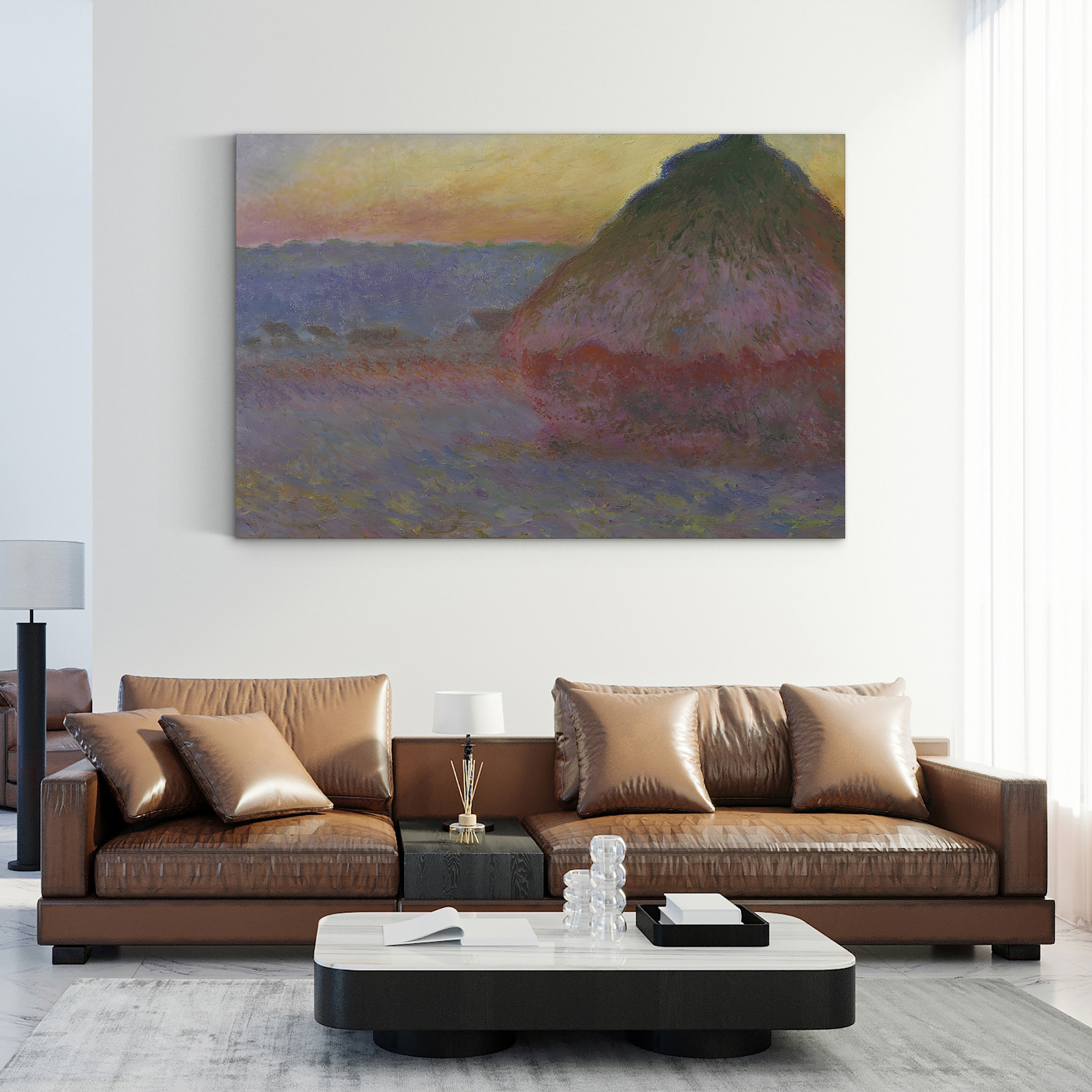Haystacks, Pink and Blue Impressions, 1891 – Claude Monet Wall Art | Impressionist Series Canvas Print