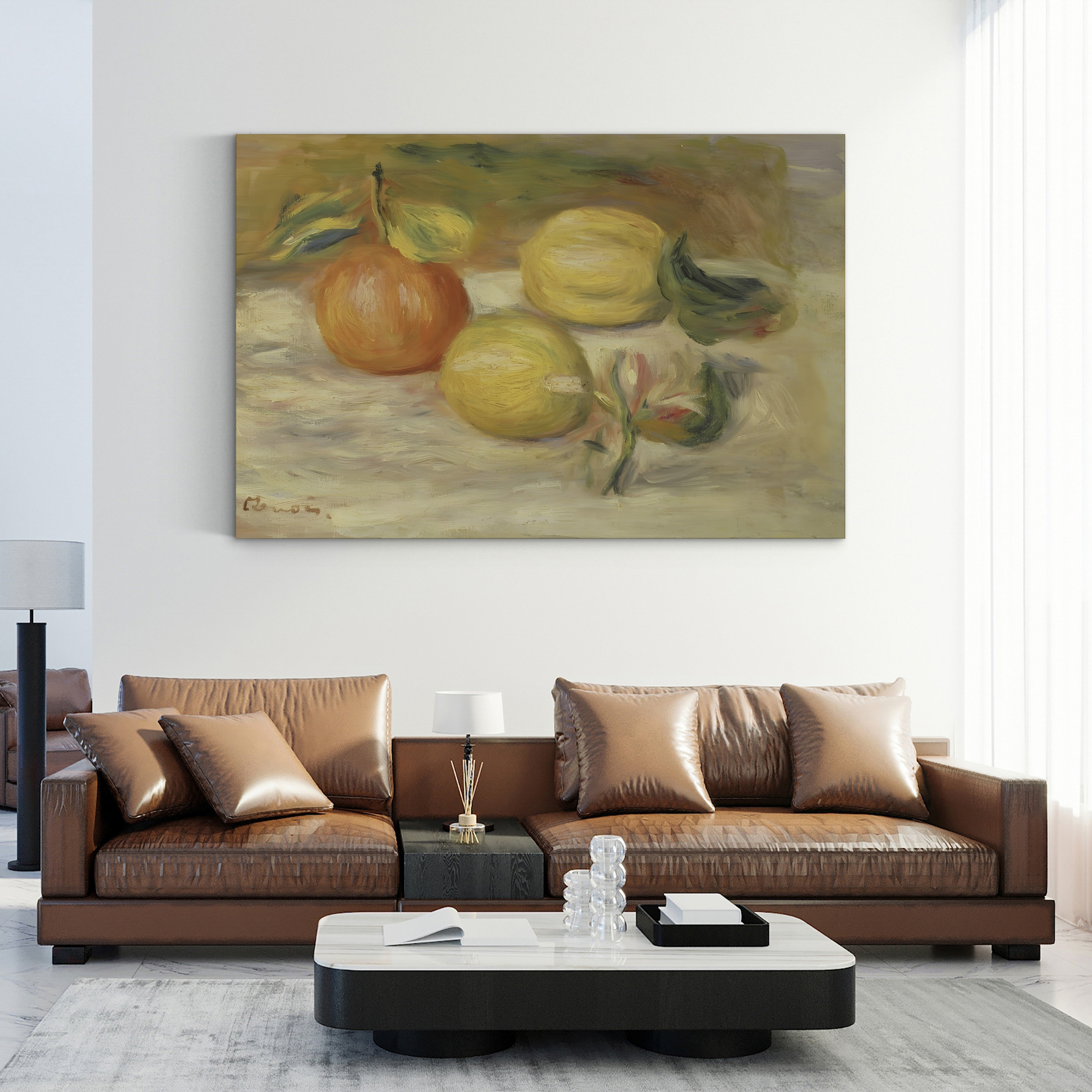 Apples and Two Lemons – Pierre-Auguste Renoir Wall Art | Impressionist Still Life Canvas Print