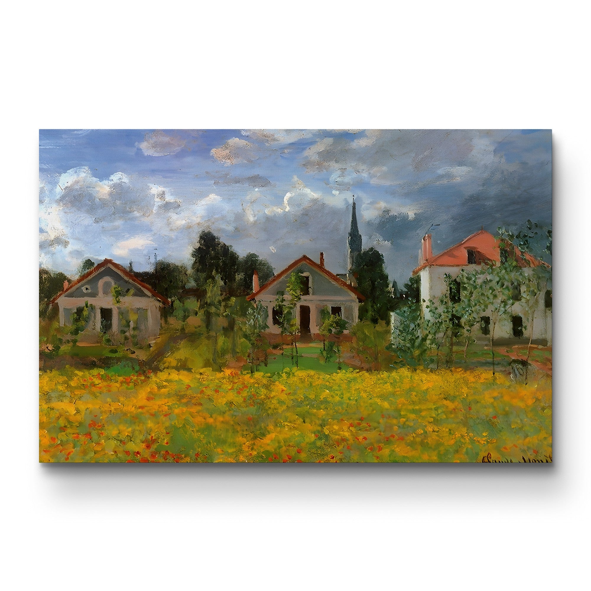 Houses in the Countryside – Claude Monet Wall Art | Impressionist Rural Landscape Canvas Print