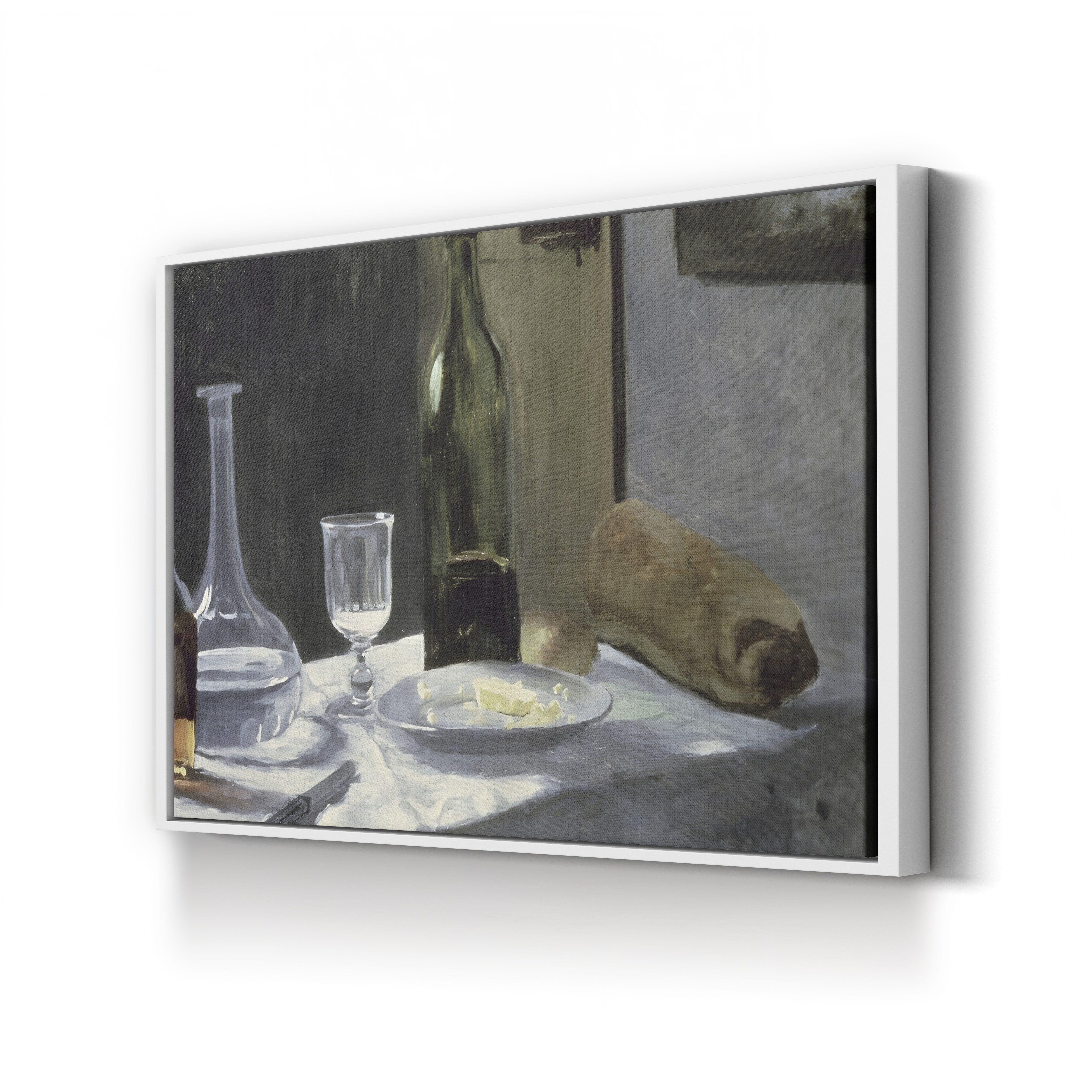 Still Life with Bottle, Carafe, Bread and Wine (Nature morte à la bouteille, la carafe, au pain et au vin), 1862 by Claude Monet