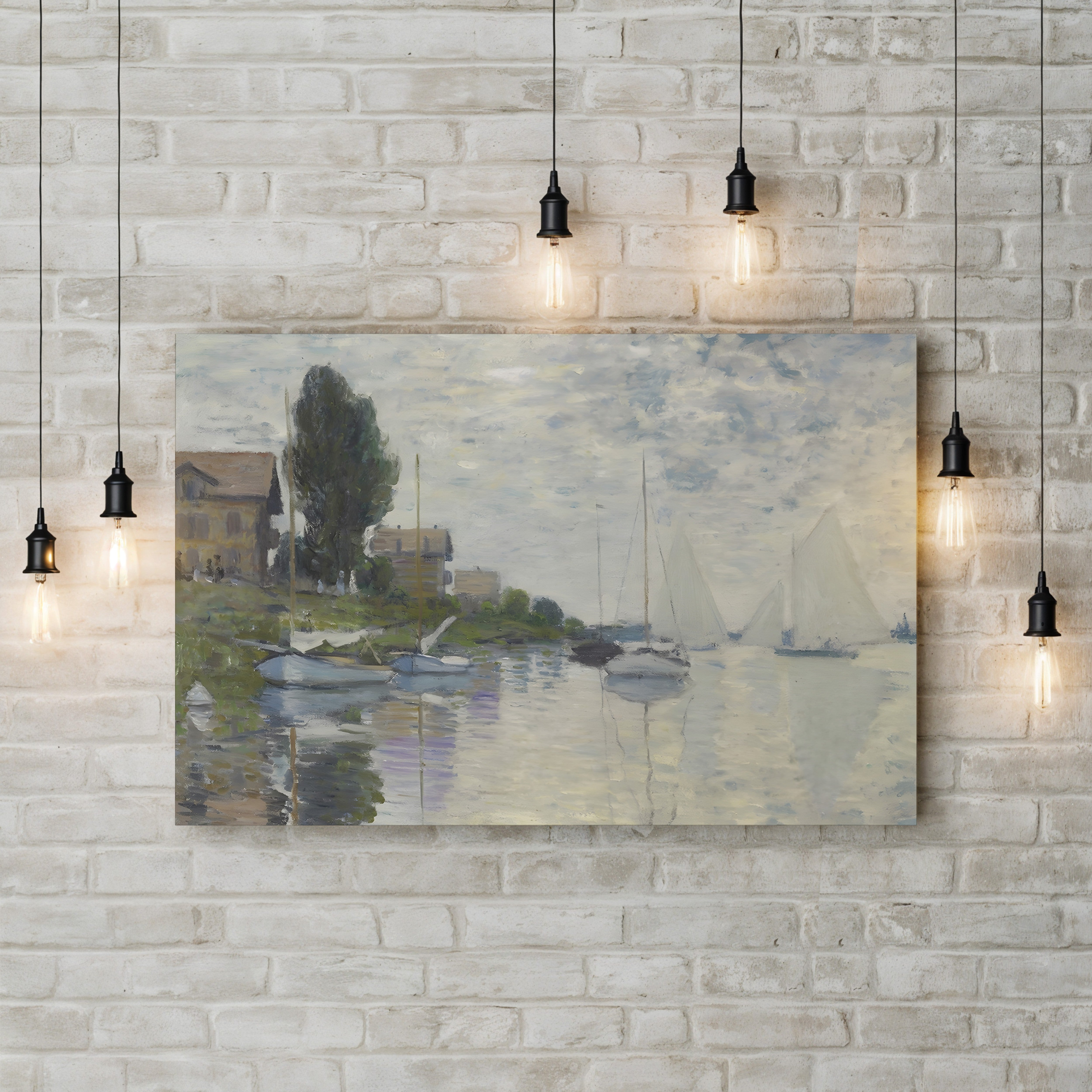 Au Petit Gennevilliers, 1874 – Claude Monet Wall Art | Early Impressionist Seine Canvas Print
