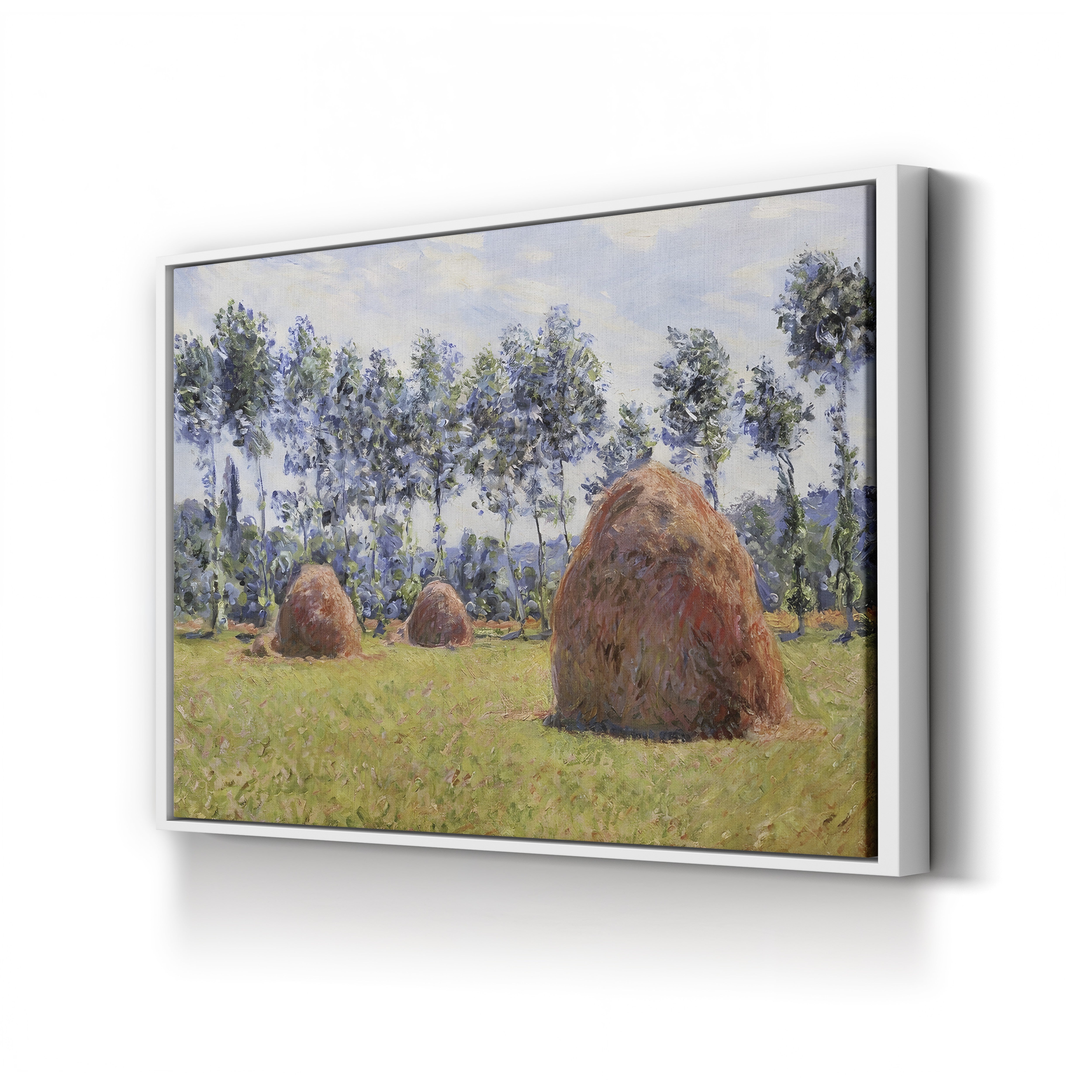 Haystacks at Giverny, 1884 – Claude Monet Wall Art | Impressionist Rural Landscape Canvas Print