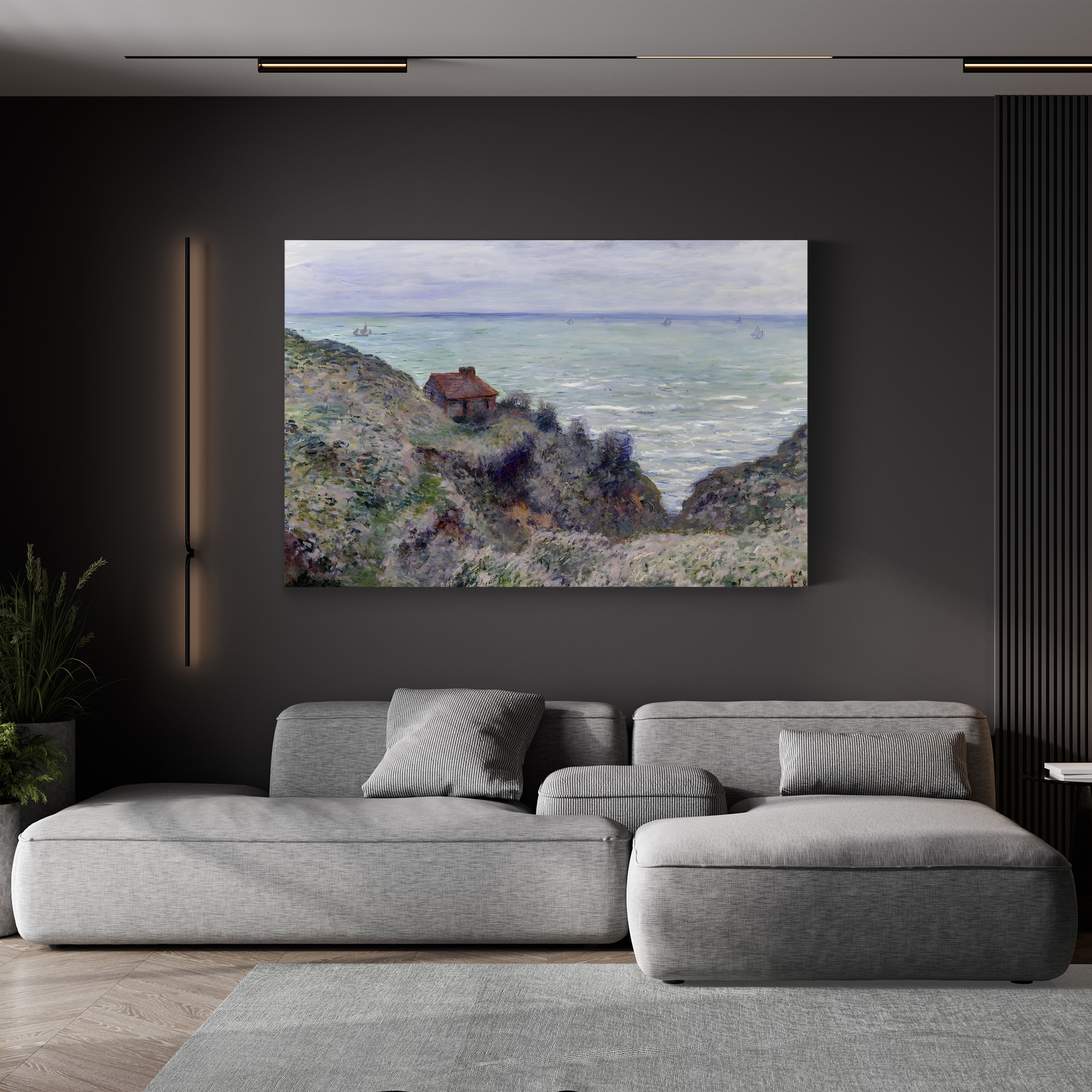 Cabin of the Customs Watch – Claude Monet Wall Art | Impressionist Norman Clifftop Canvas Print