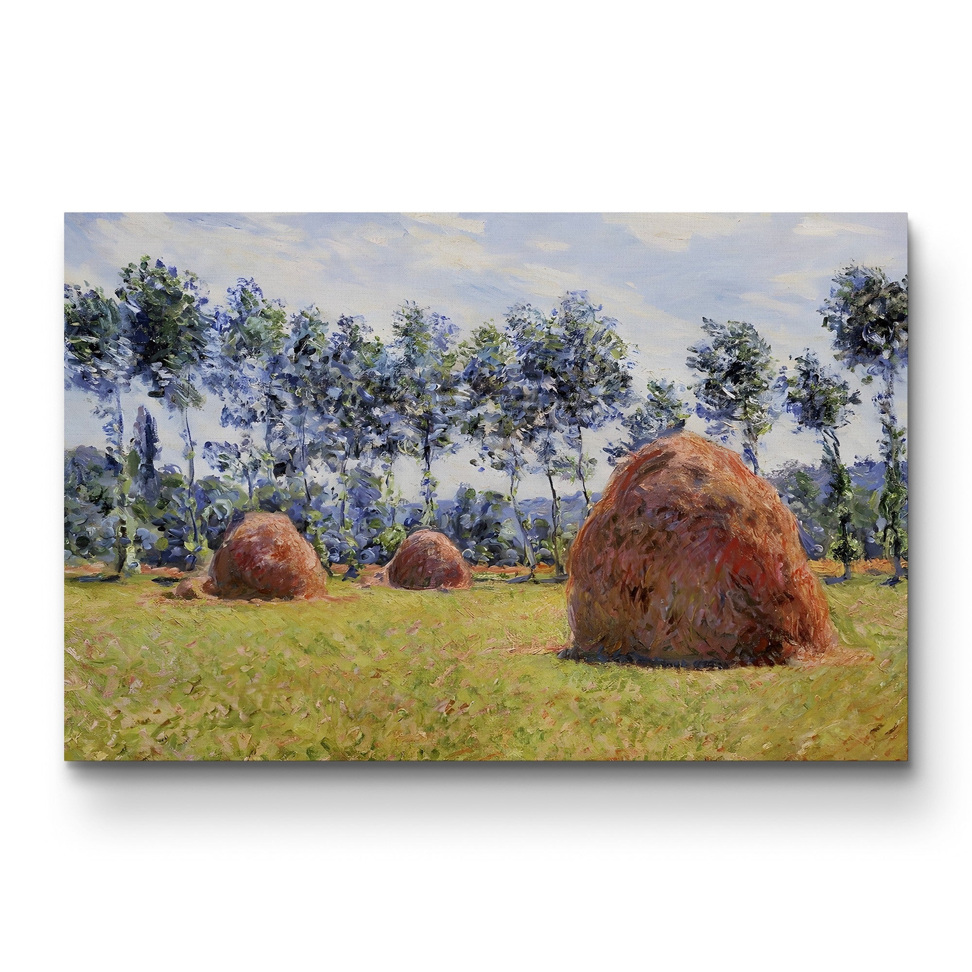 Haystacks at Giverny, 1884 – Claude Monet Wall Art | Impressionist Rural Landscape Canvas Print