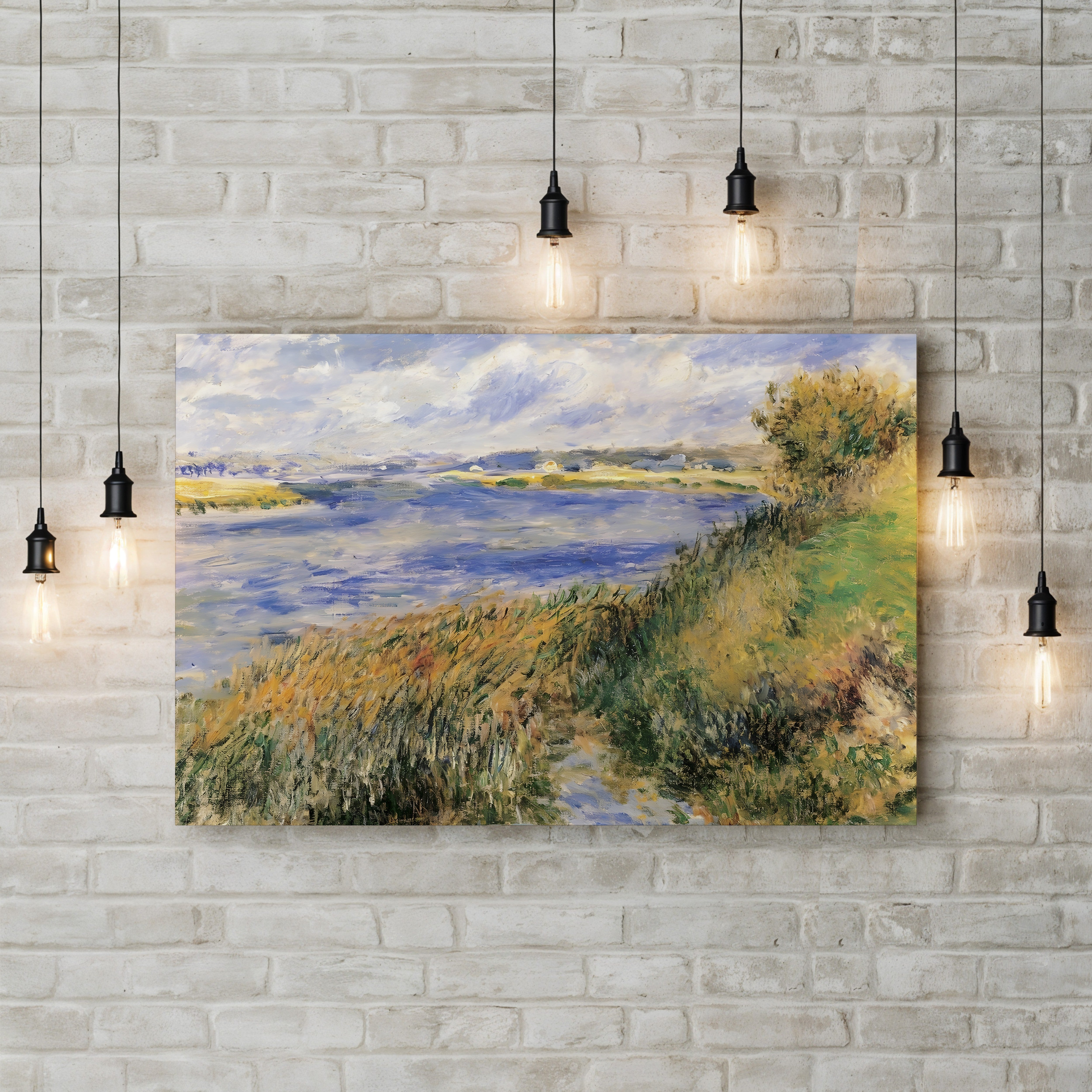 The Banks of the Seine at Champrosay, 1876 – Pierre-Auguste Renoir Wall Art | Impressionist River Canvas Print