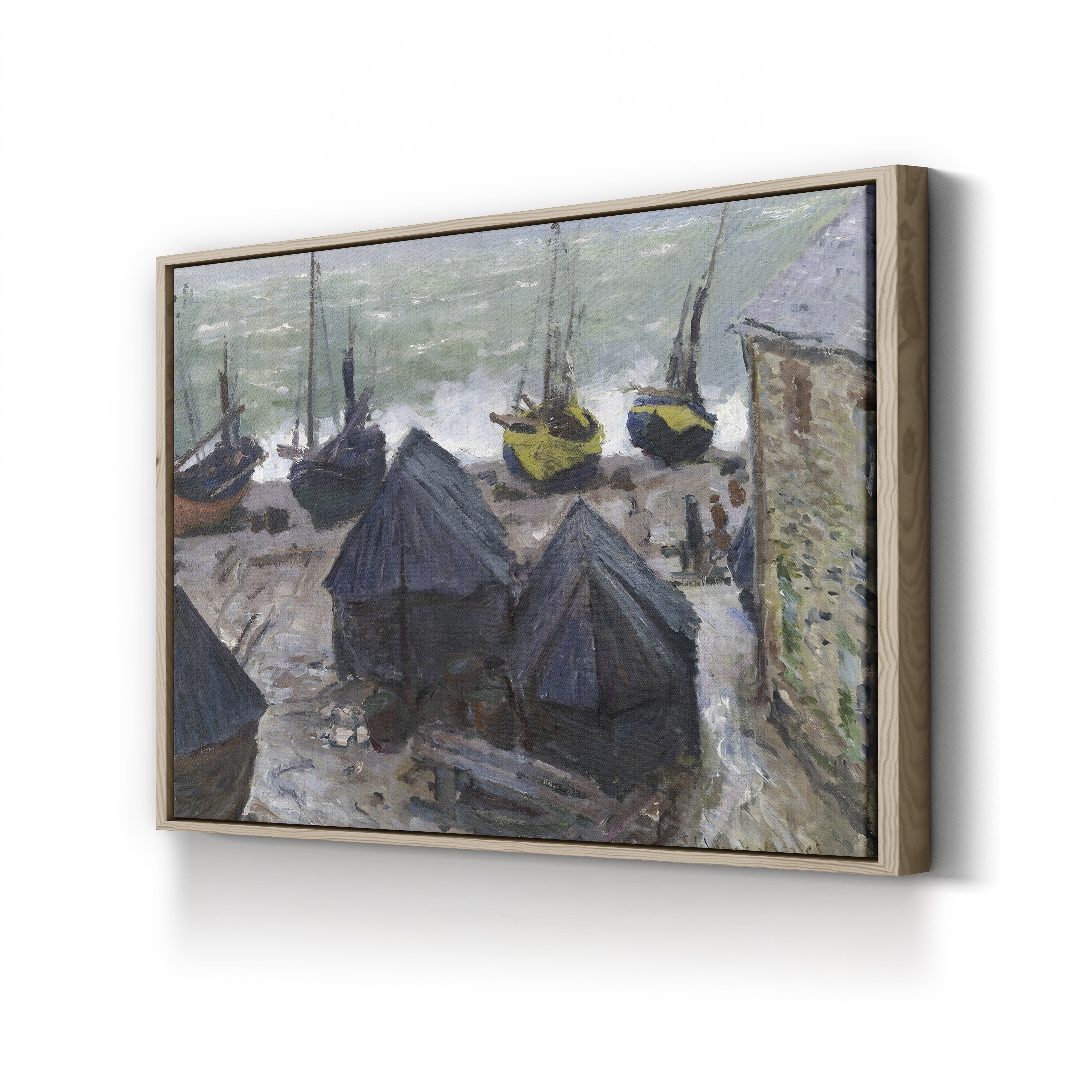 Boats on the Beach at Étretat, 1885 – Claude Monet Wall Art | Impressionist Normandy Coastal Canvas Print