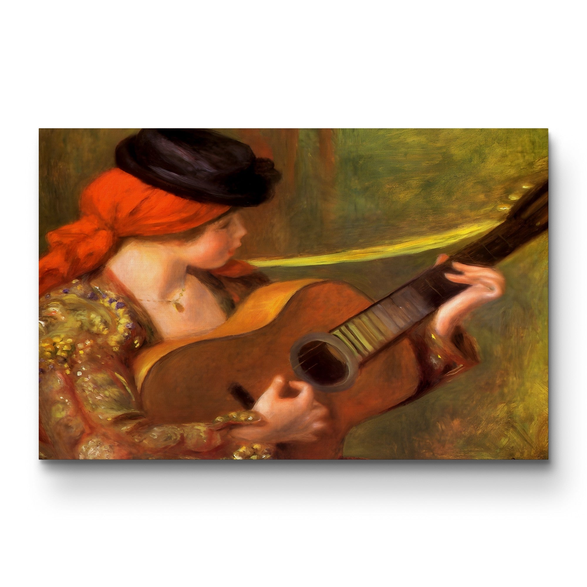 Young Spanish Woman with a Guitar – Pierre-Auguste Renoir Wall Art | Impressionist Figure Canvas Print