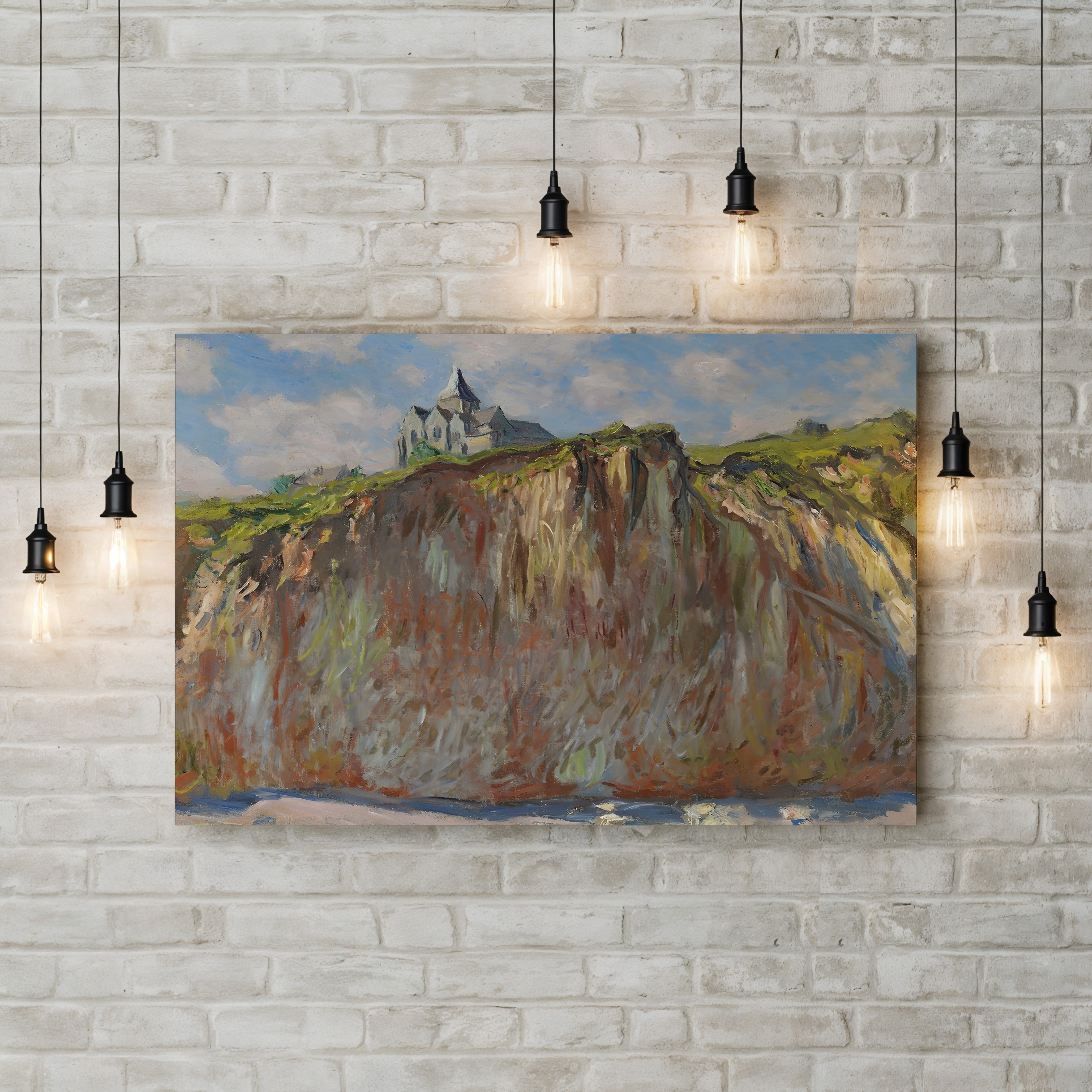 Church of Varengeville, Morning Effect, 1882 – Claude Monet Wall Art | Impressionist Norman Clifftop Canvas Print