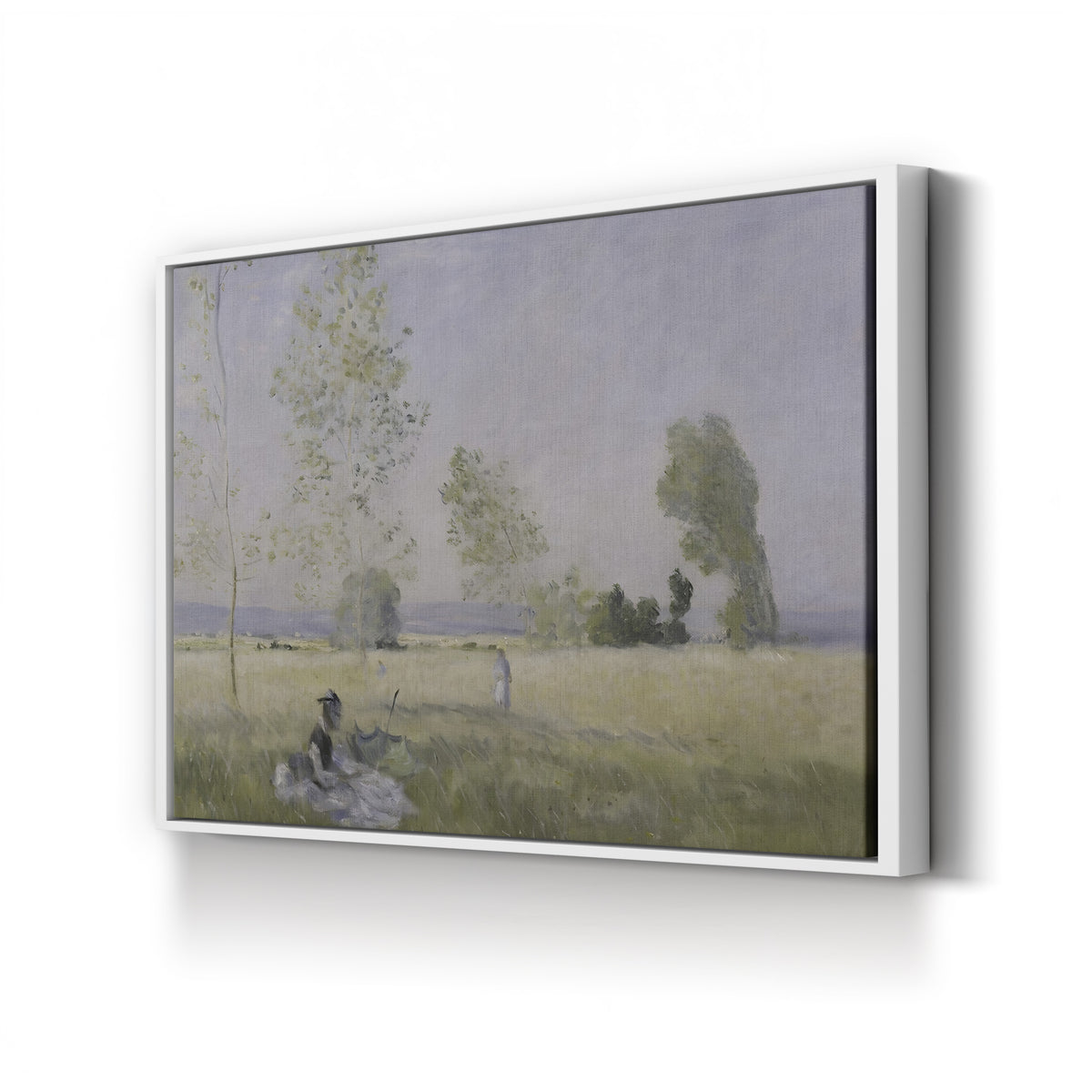 Summer (L’Été), c. 1874 by Claude Monet canvas print in white frame