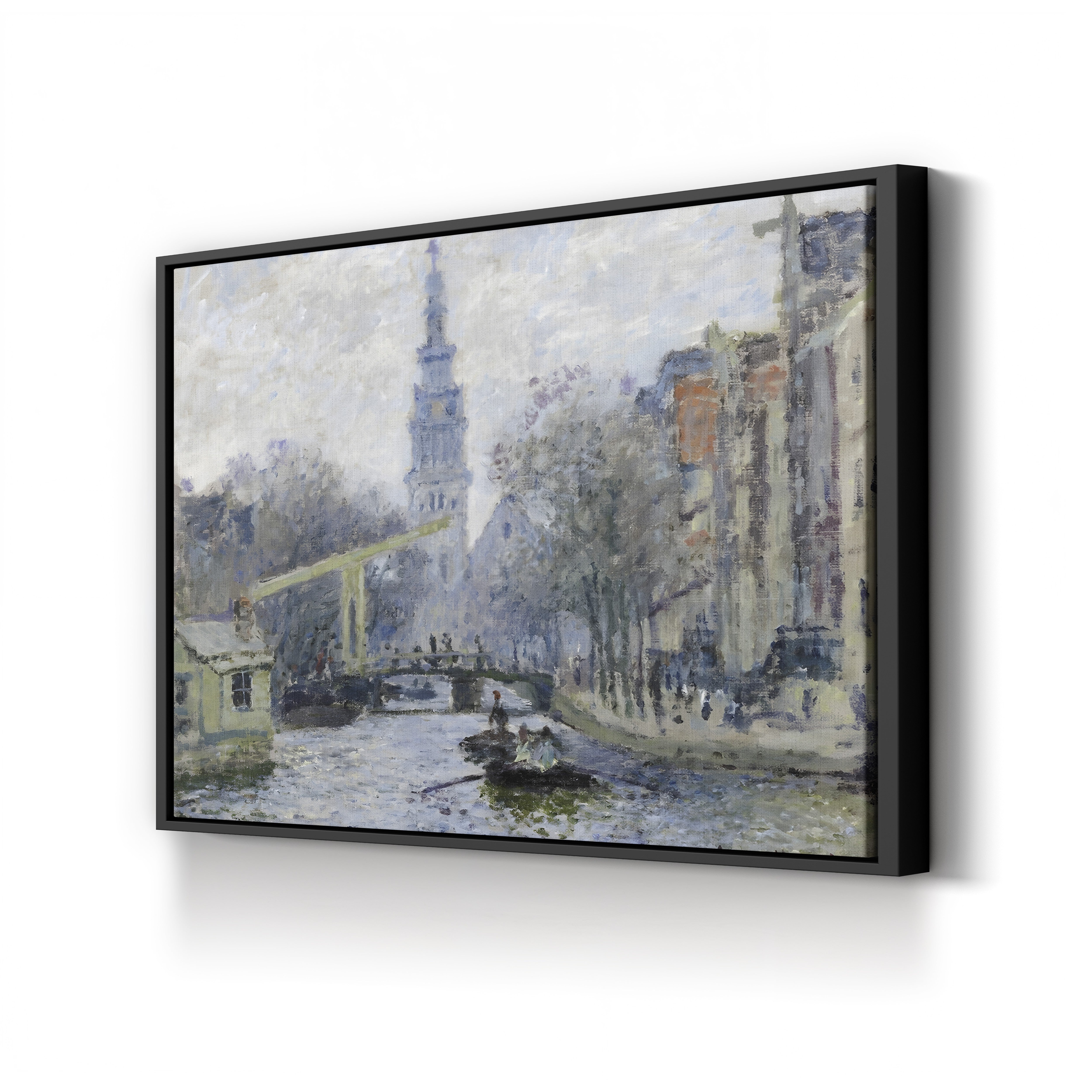 Canal à Amsterdam, 1874 – Claude Monet Wall Art | Early Impressionist Dutch Canalside Canvas Print