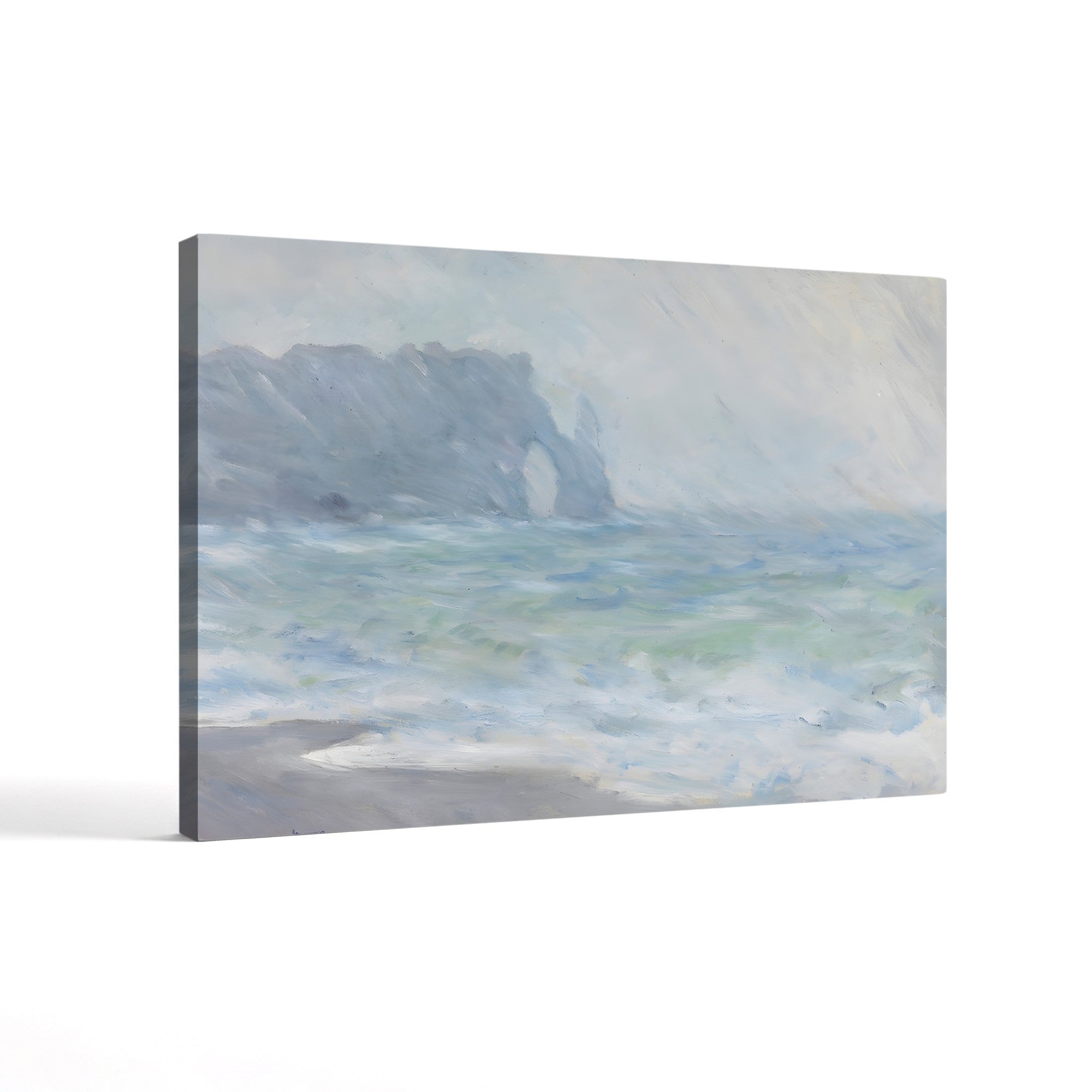 Étretat in the Rain, 1886 – Claude Monet Wall Art | Atmospheric Impressionist Normandy Cliff Canvas Print