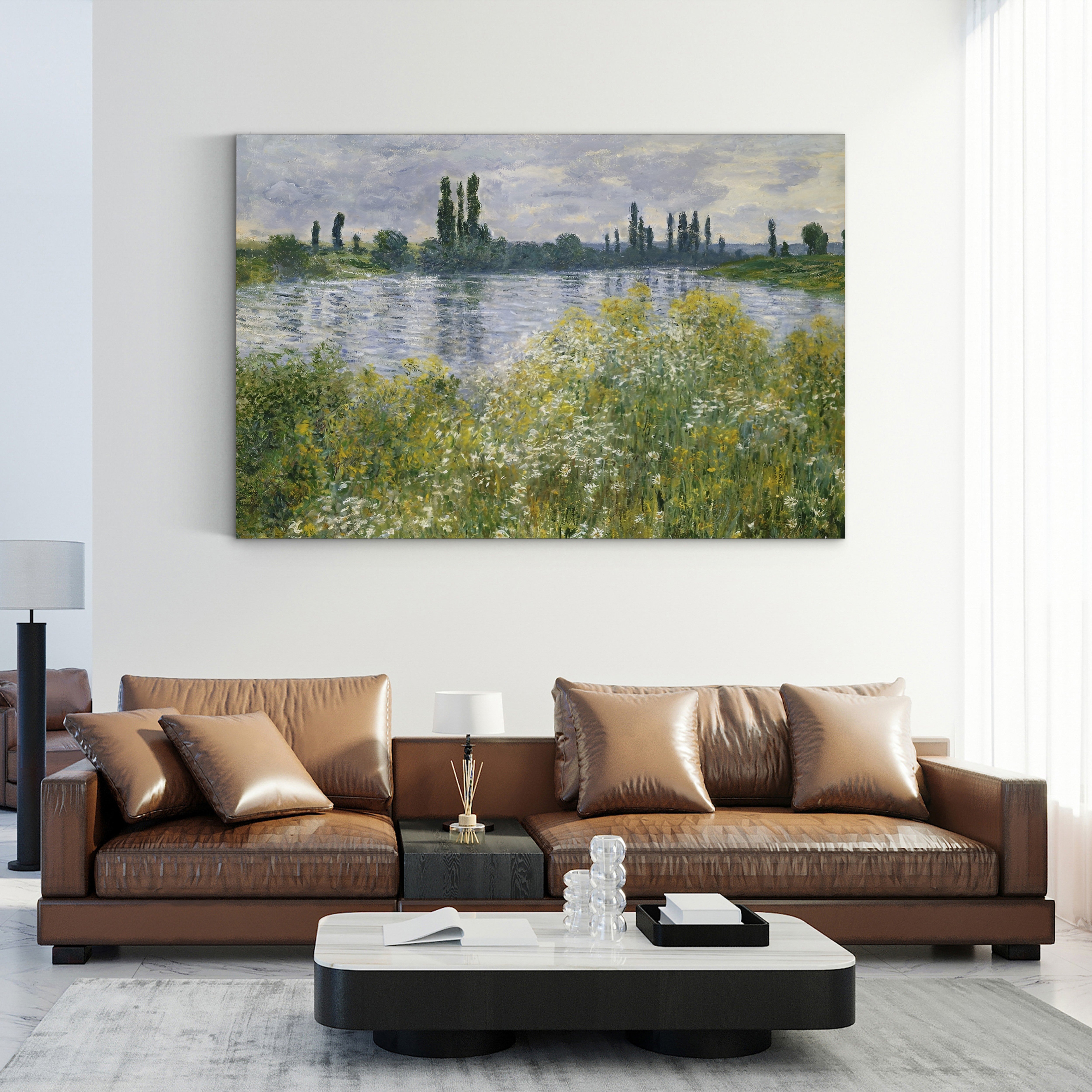 Banks of the Seine, Vétheuil, 1880 – Claude Monet Wall Art | Impressionist Seine Landscape Canvas Print