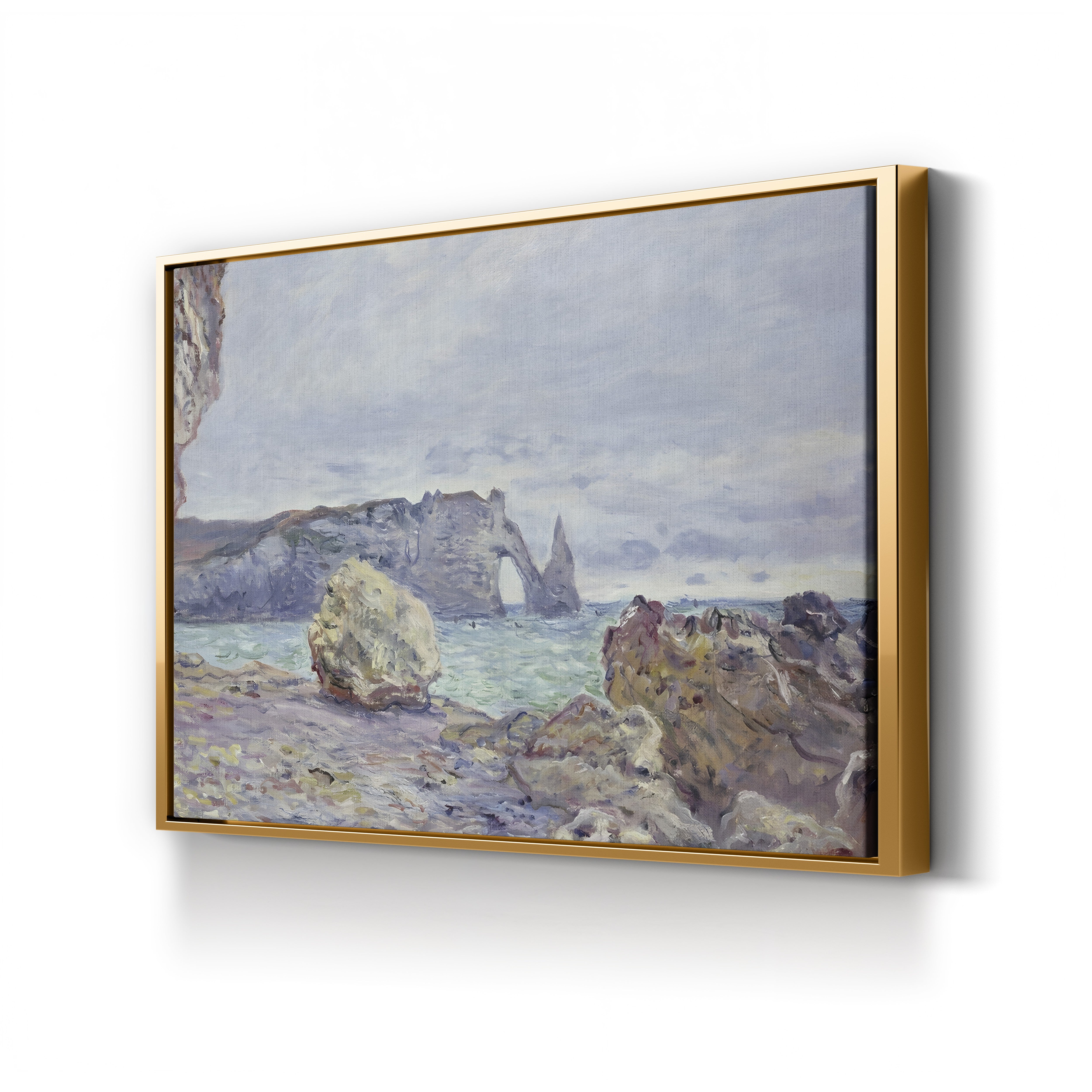 Étretat, the Beach and the Porte d'Aval, 1884 – Claude Monet Wall Art | Iconic Impressionist Normandy Cliff Canvas Print