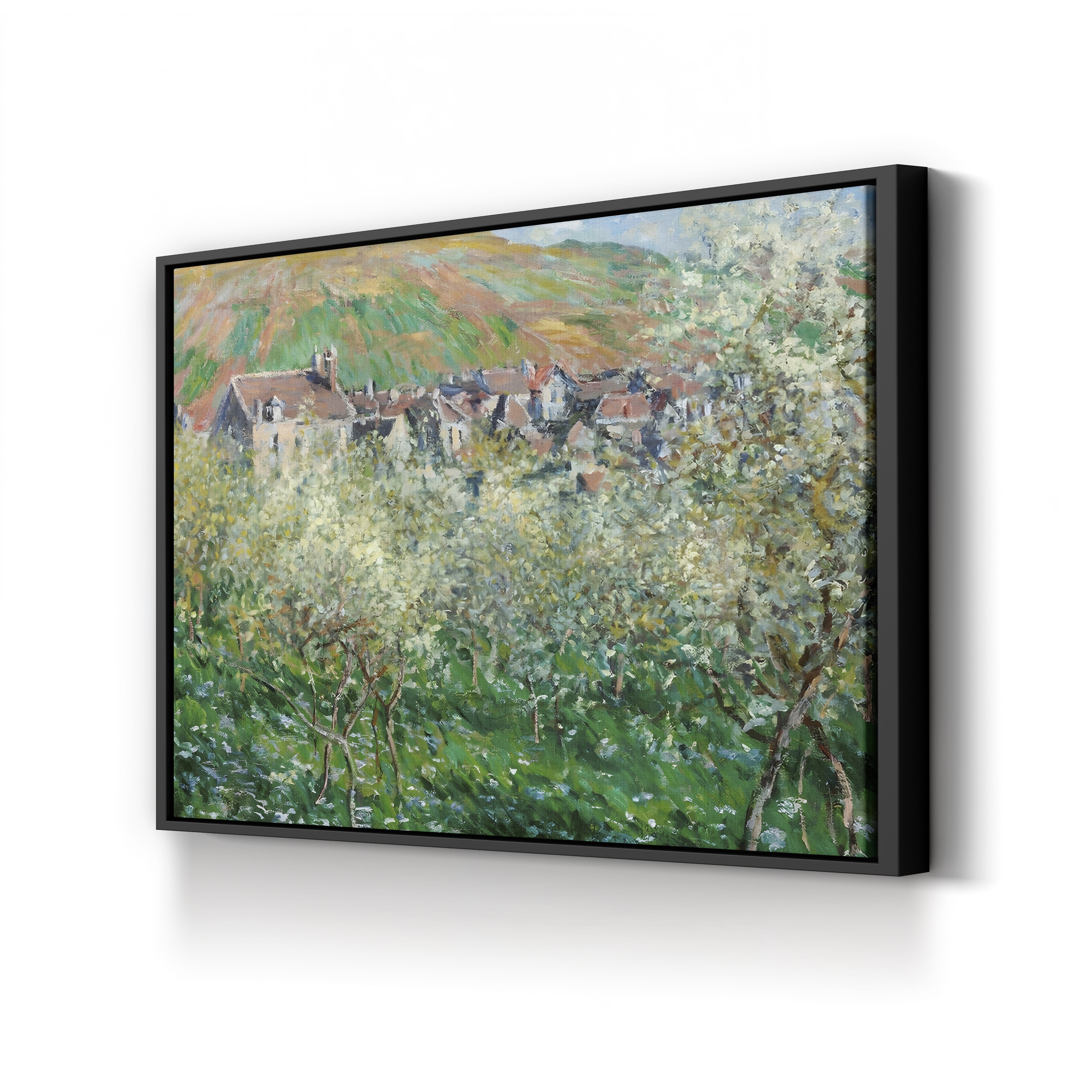 Flowering Plum Trees, 1879 – Claude Monet Wall Art | Impressionist Spring Blossom Canvas Print