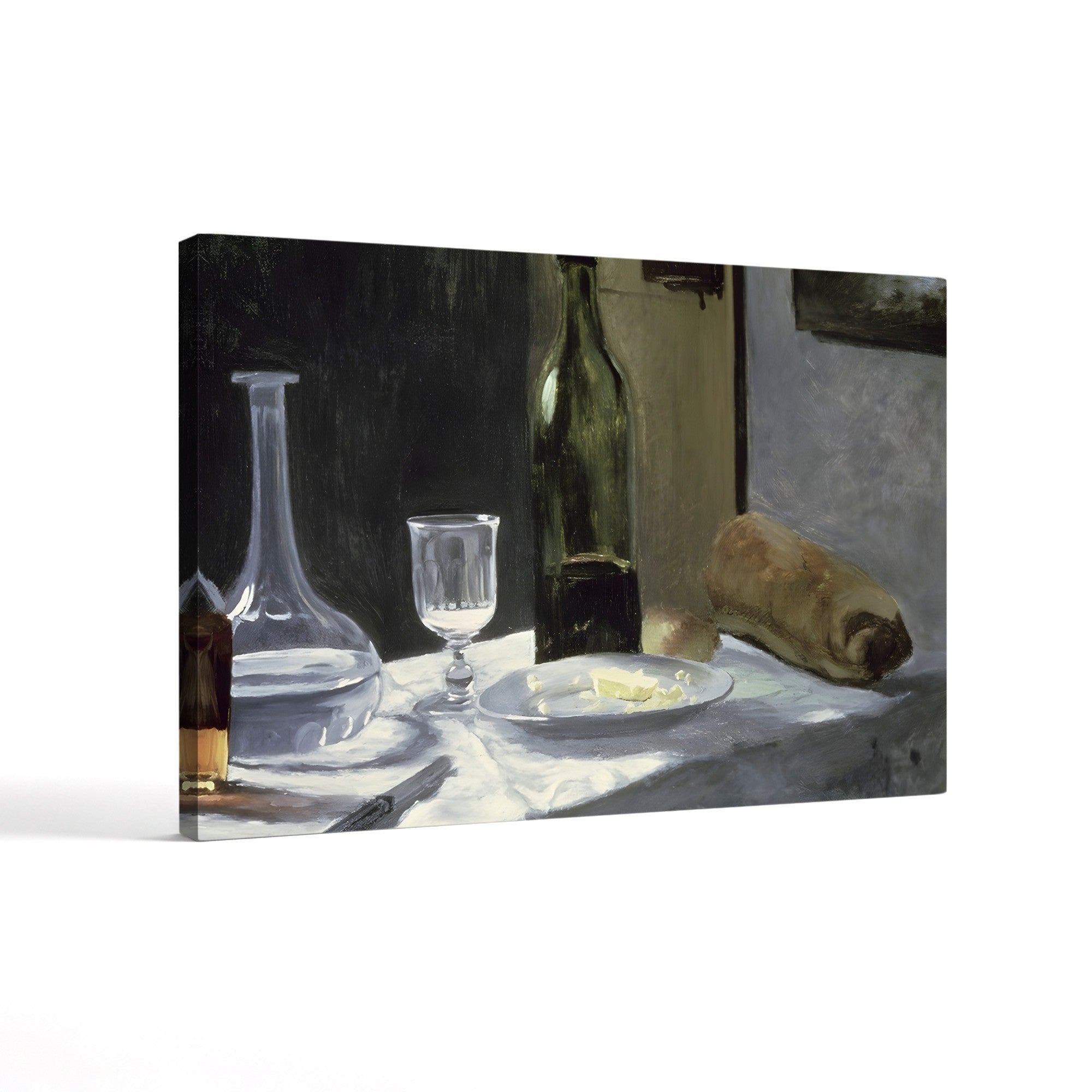 Still Life with Bottle, Carafe, Bread and Wine (Nature morte à la bouteille, la carafe, au pain et au vin), 1862 by Claude Monet