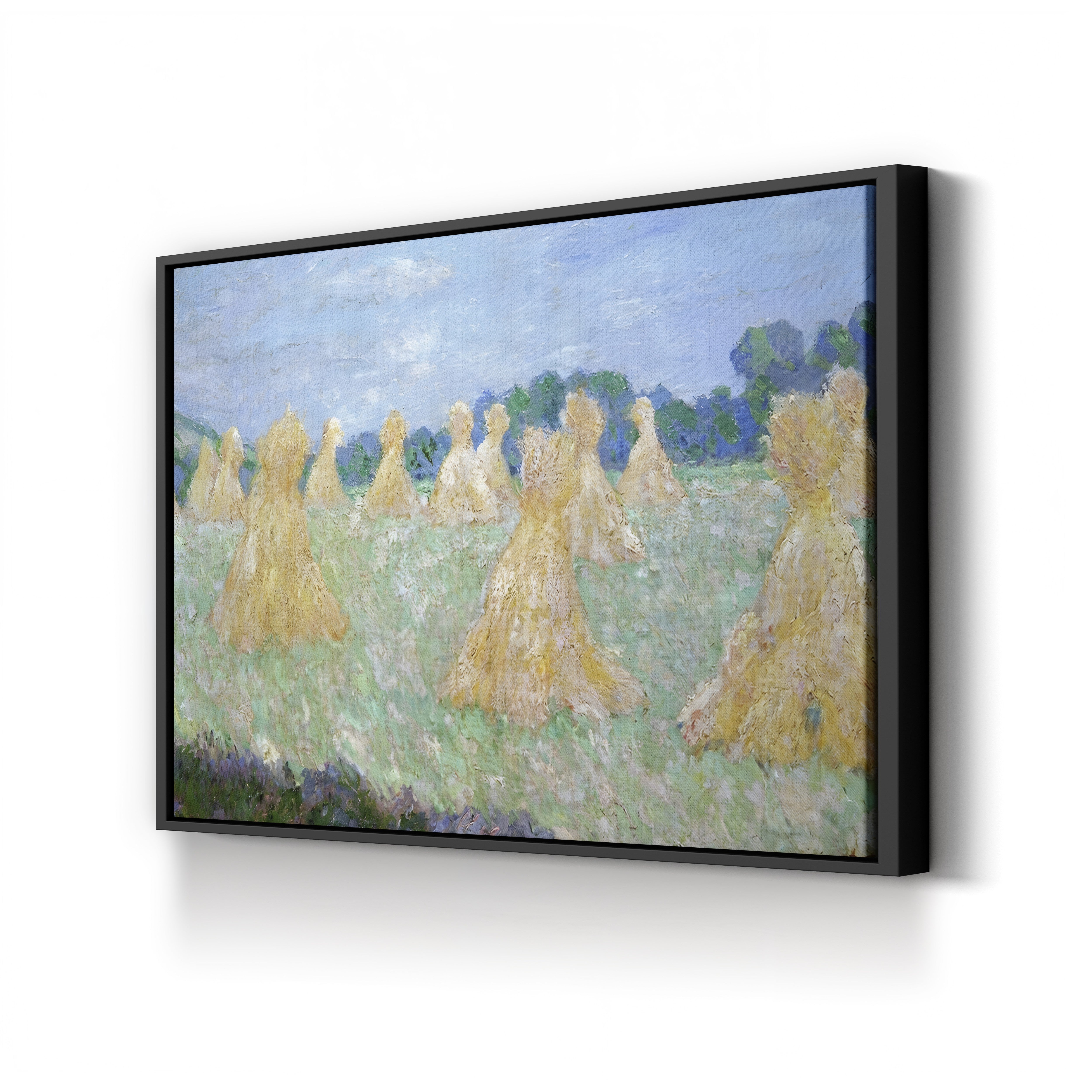 Haystacks: The Young Ladies of Giverny, Sun Effect – Claude Monet Wall Art | Impressionist Series Canvas Print