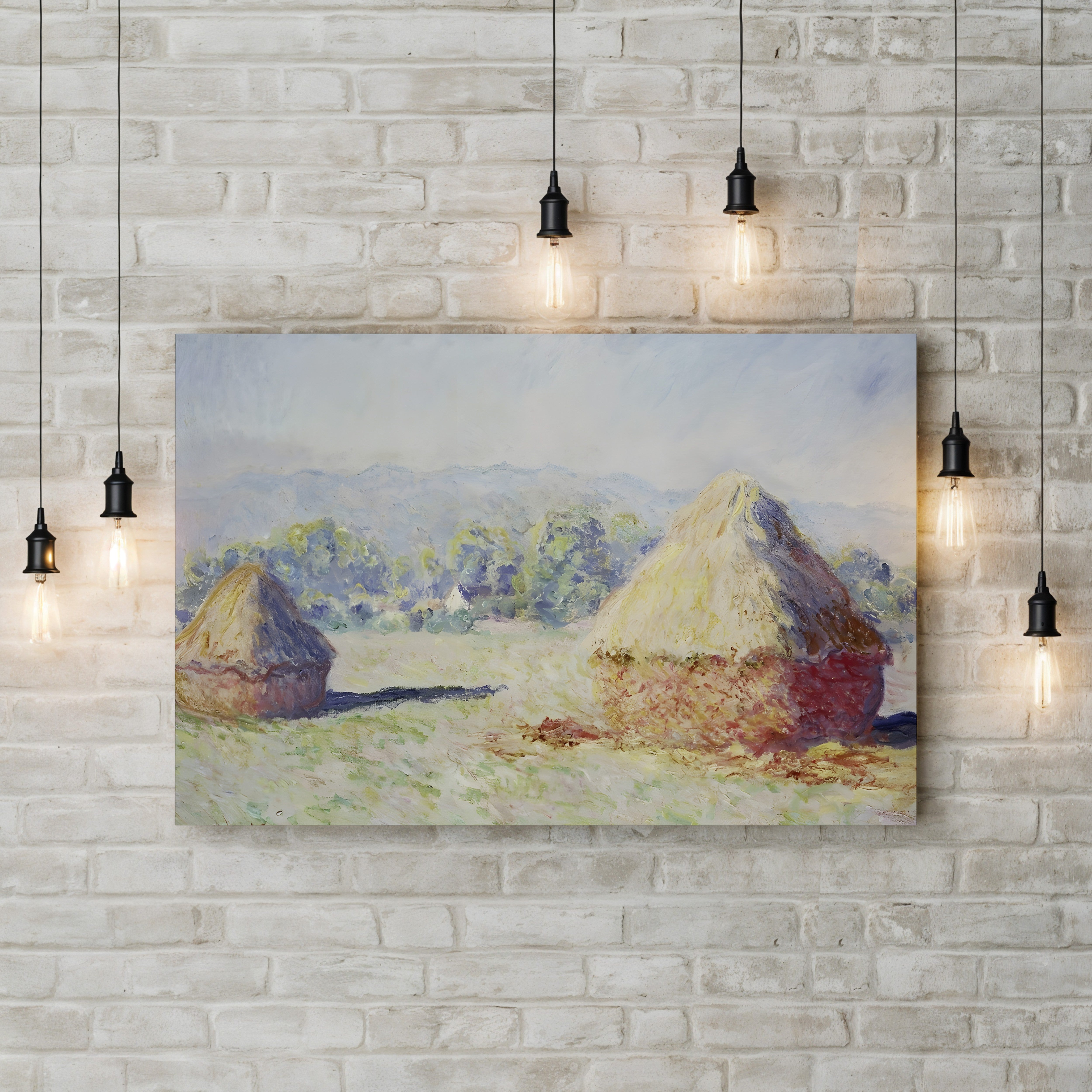 Haystacks in the Sun, Morning Effect, 1891 – Claude Monet Wall Art | Impressionist Series Canvas Print