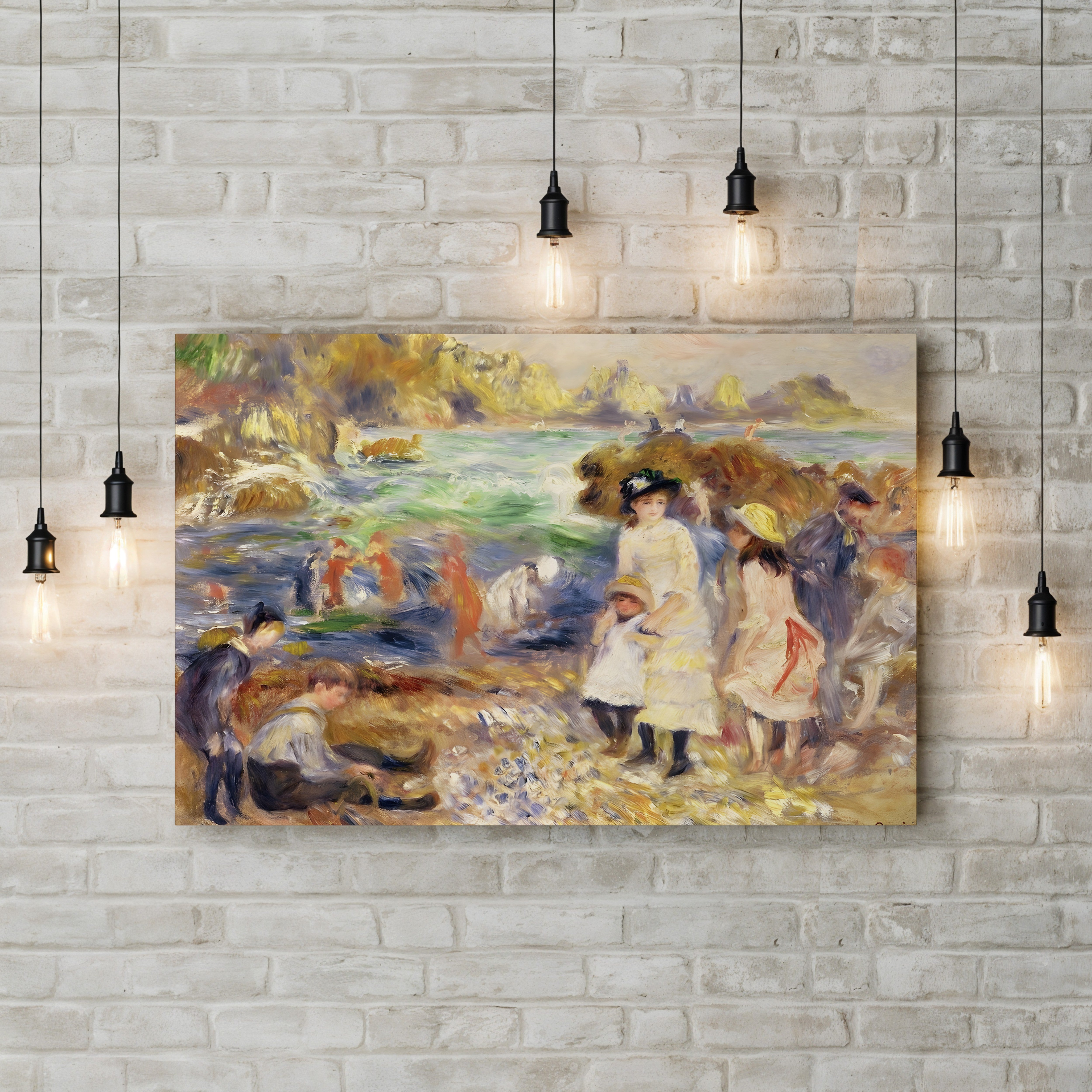 Beach Scene, Guernsey (Enfants au Bord de la Mer à Guernesey), 1883 – Pierre-Auguste Renoir Wall Art | Impressionist Coastal Canvas Print