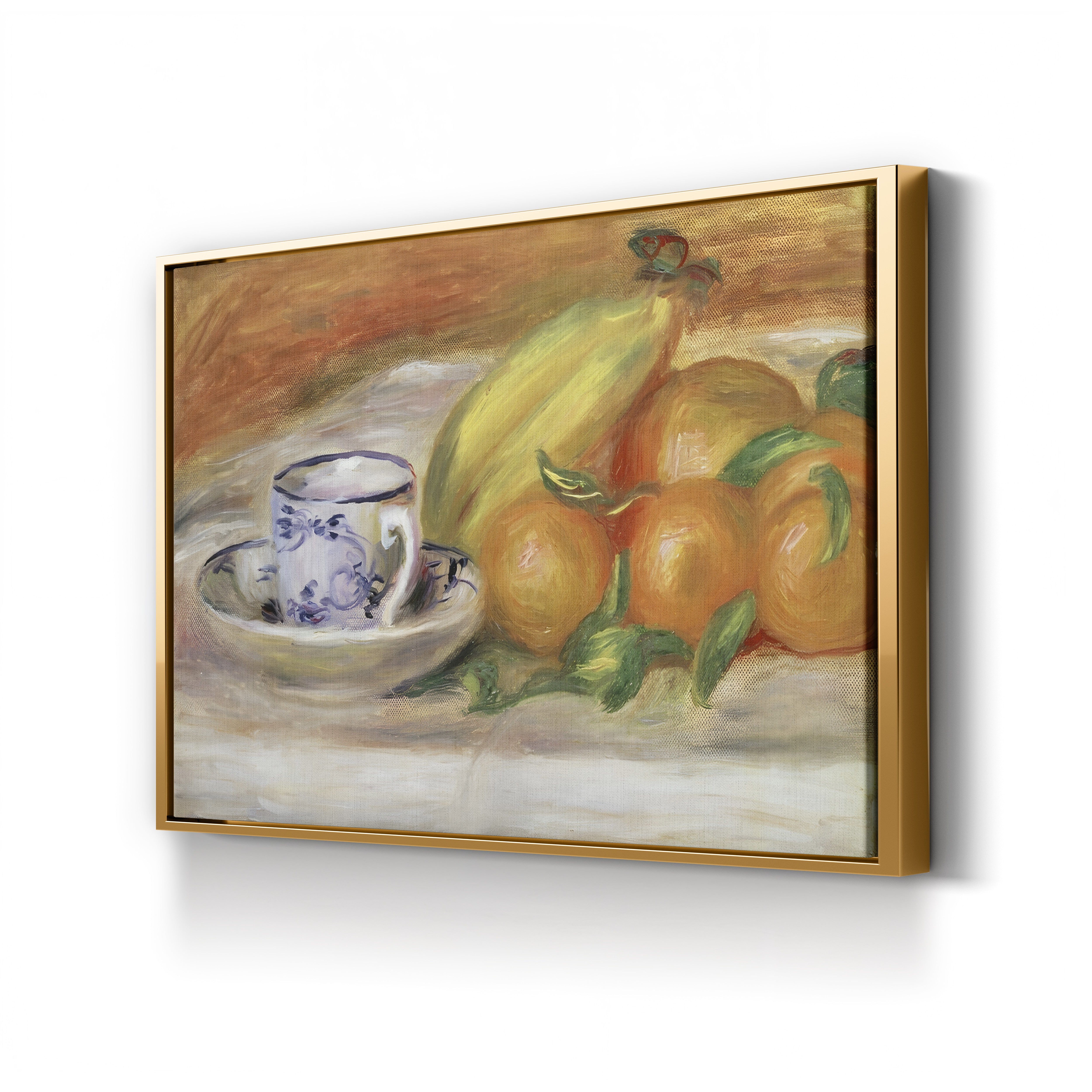 Fruit with Cup and Saucer, 1913 – Pierre-Auguste Renoir Wall Art | Late Impressionist Still Life Canvas Print
