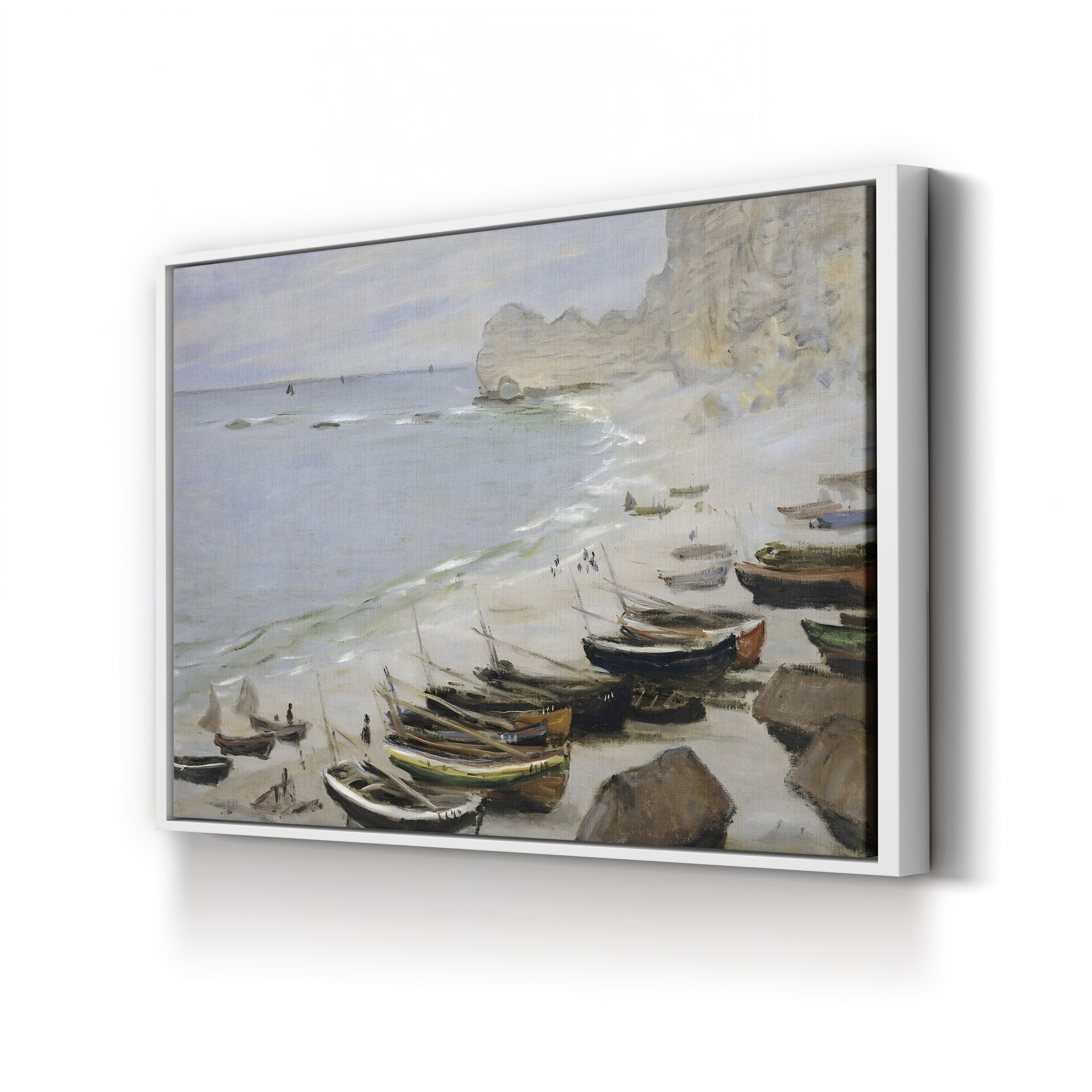 Boats on the Beach at Étretat, 1883 – Claude Monet Wall Art | Impressionist Normandy Coastal Canvas Print