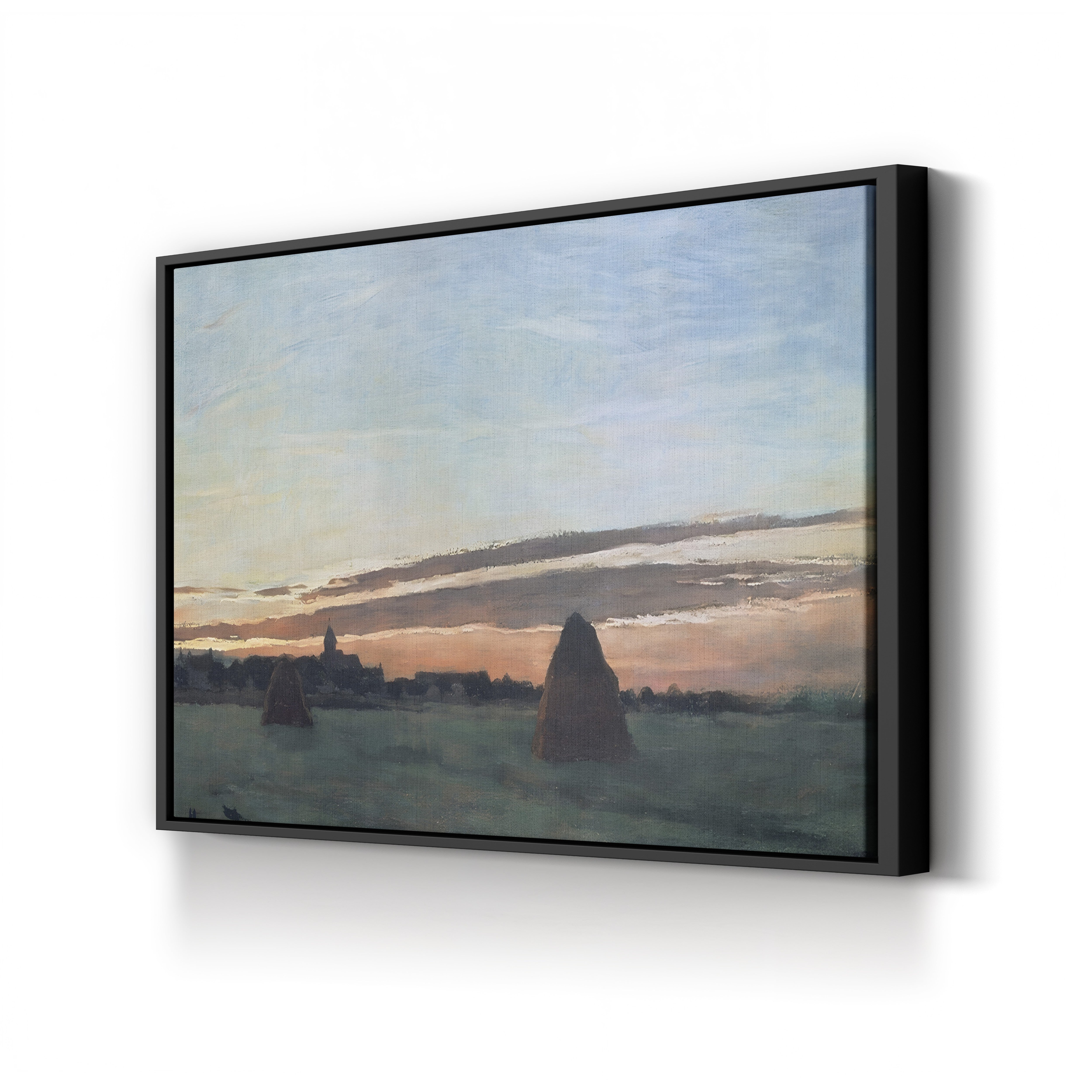 Haystacks at Chailly, 1865 – Claude Monet Wall Art | Early Impressionist Landscape Canvas Print