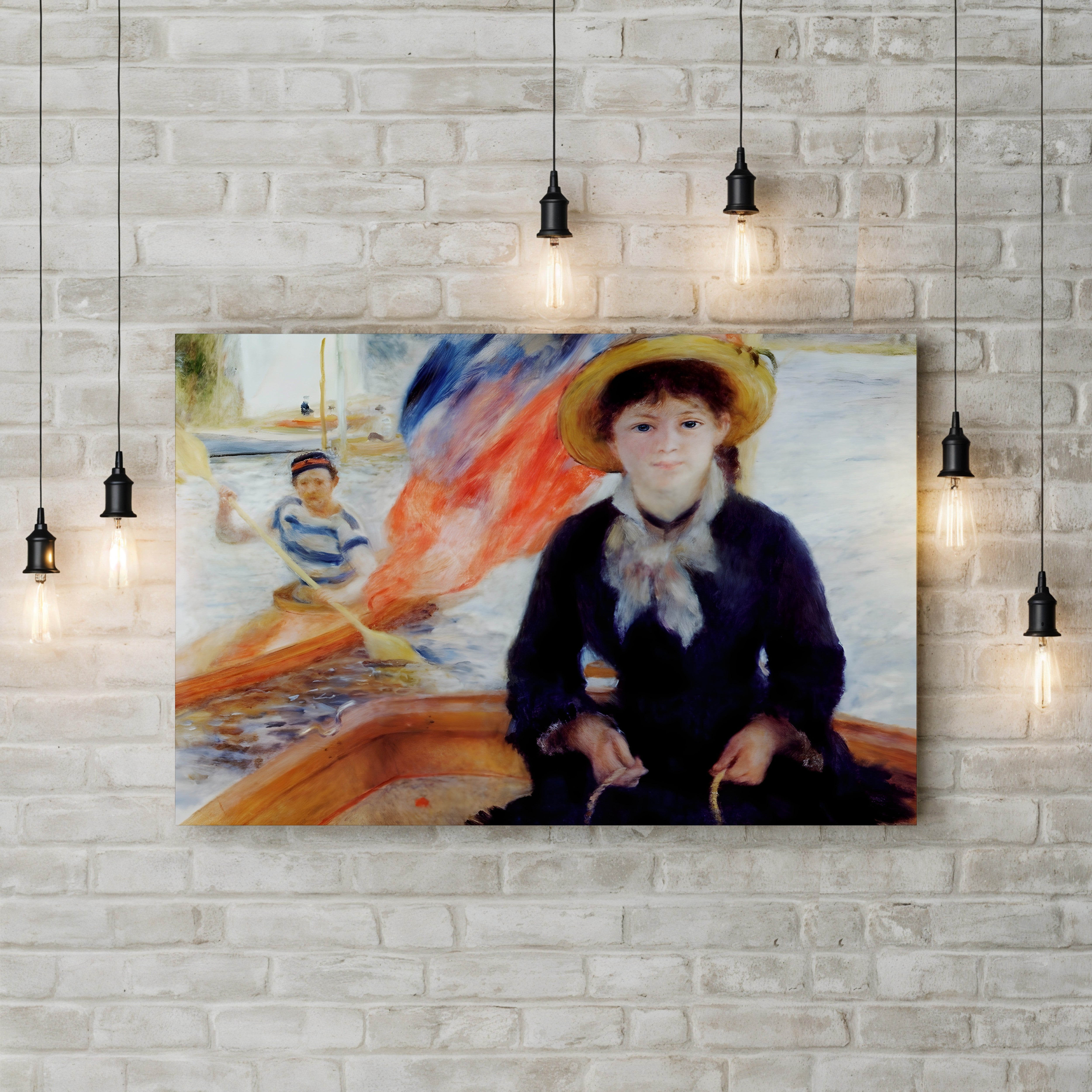 In a Dinghy – Pierre-Auguste Renoir Wall Art | Impressionist River Canvas Print