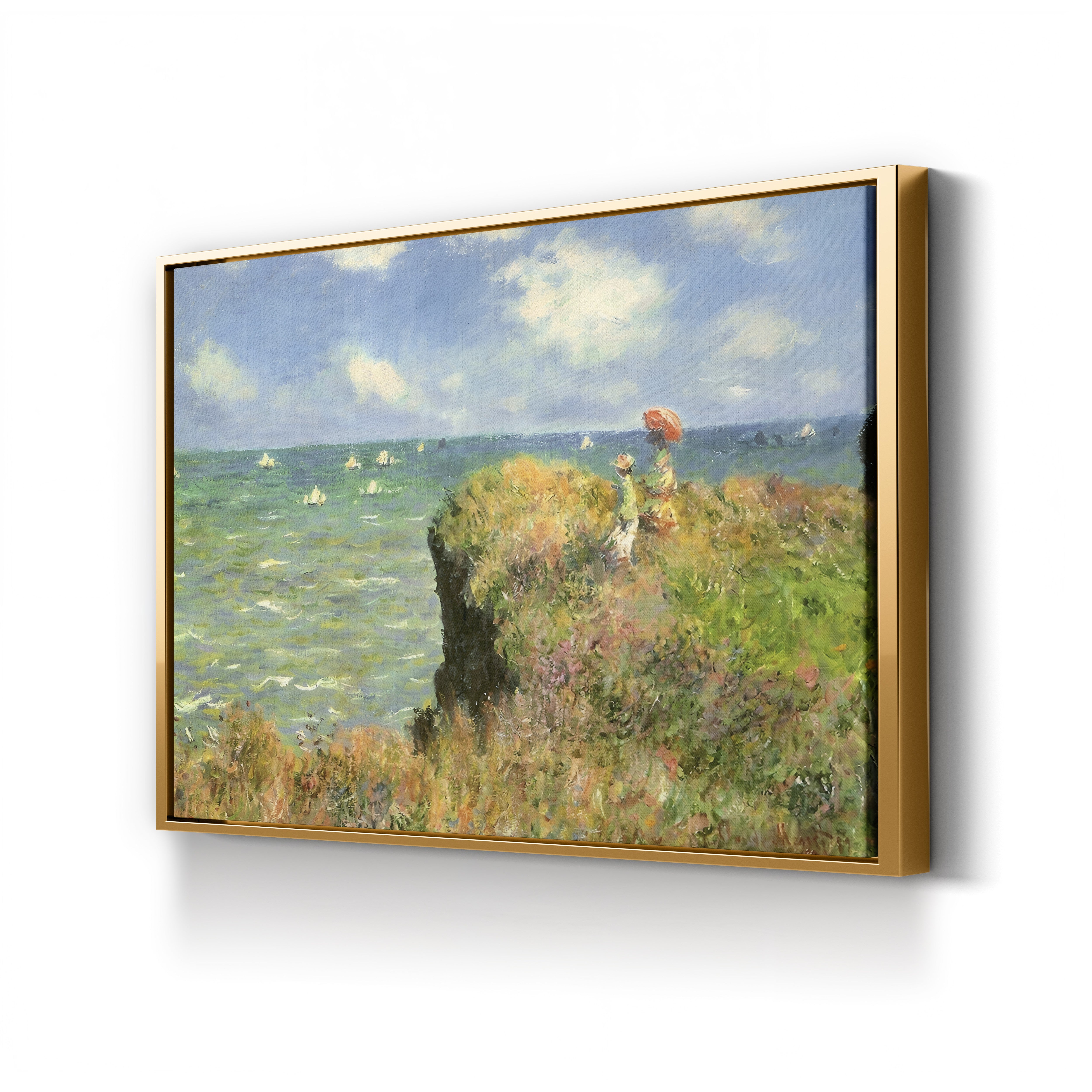 Cliff Walk at Pourville – Claude Monet Wall Art | Iconic Impressionist Coastal Figures Canvas Print
