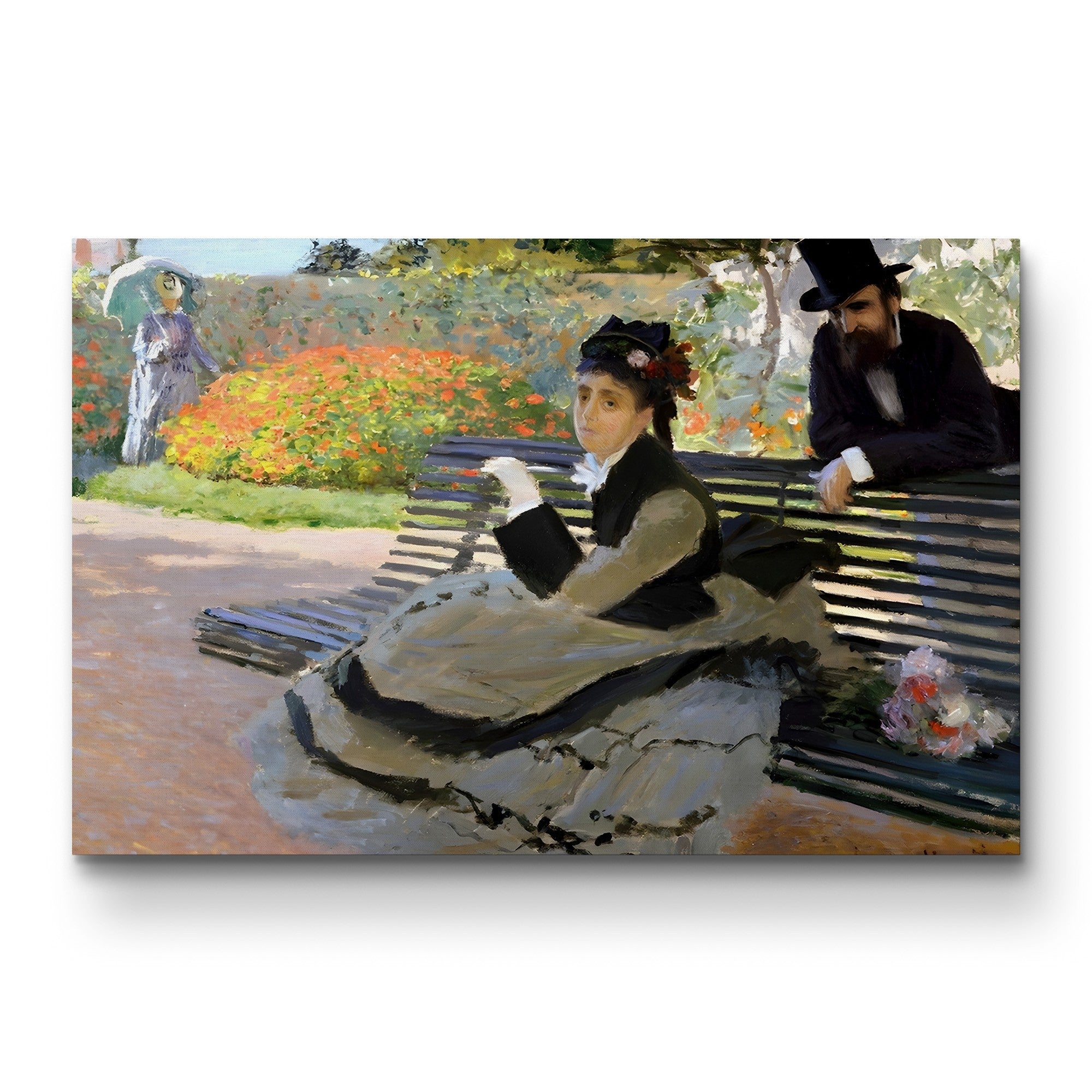 Camille Monet on a Garden Bench – Claude Monet Wall Art | Impressionist Garden Figure Canvas Print
