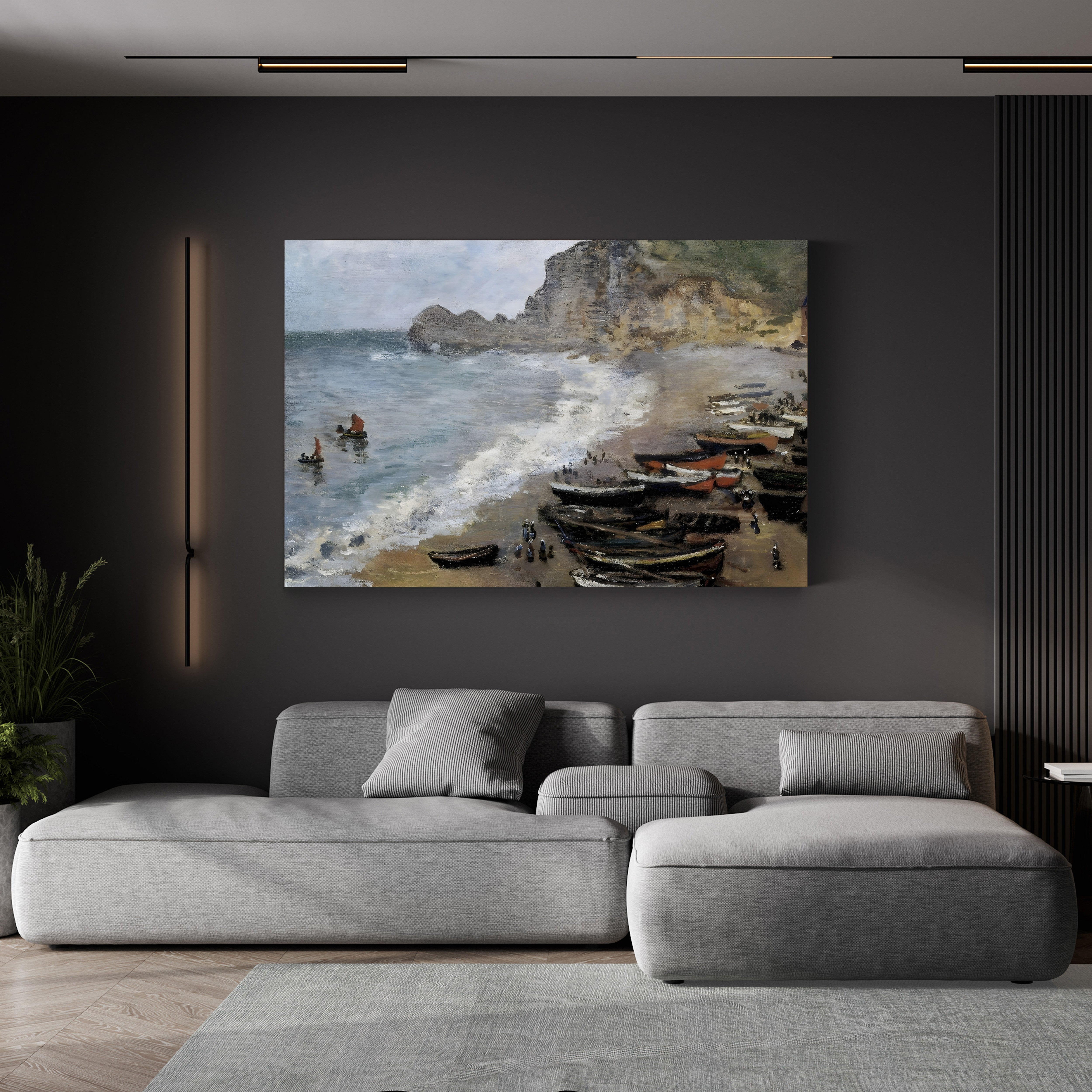 Étretat Beach and the Porte d'Amont – Claude Monet Wall Art | Impressionist Coastal Seascape Print