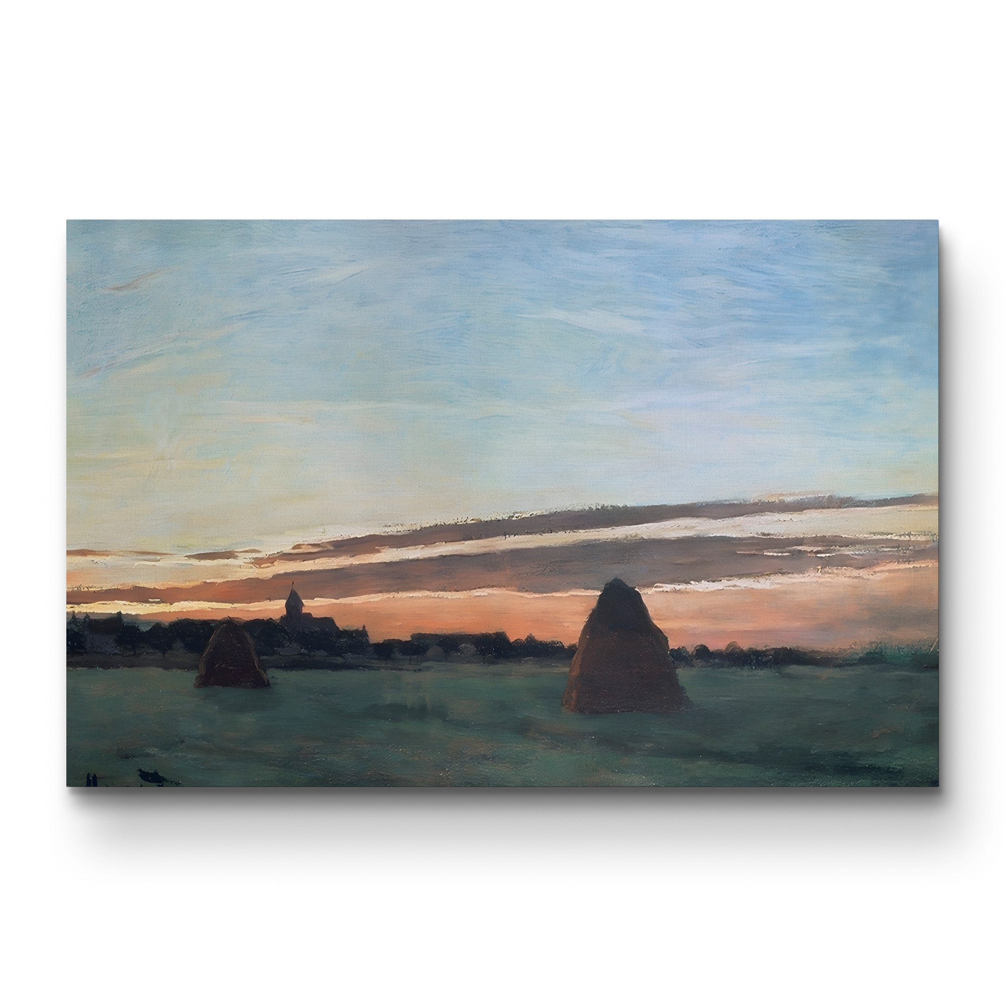 Haystacks at Chailly, 1865 – Claude Monet Wall Art | Early Impressionist Landscape Canvas Print