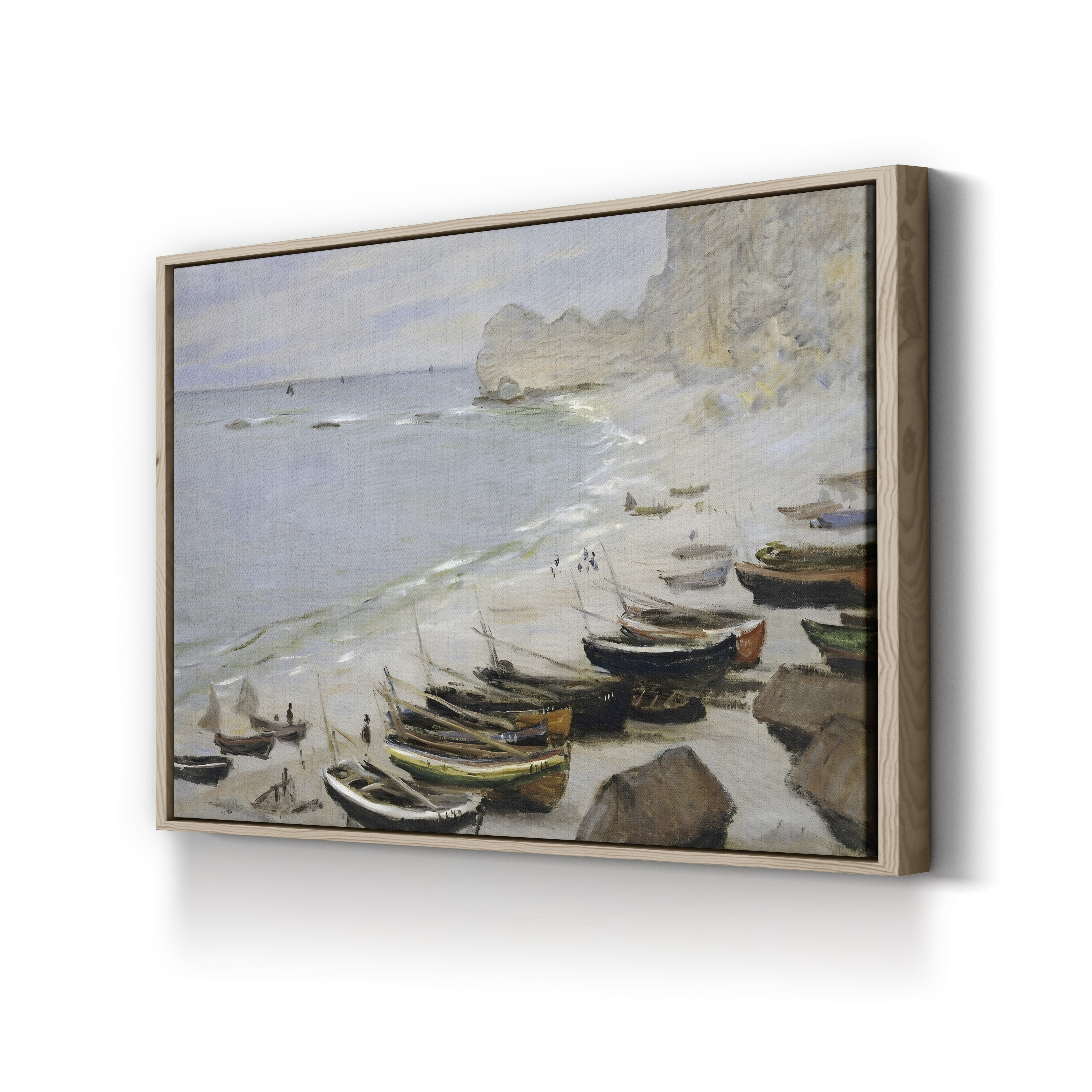 Boats on the Beach at Étretat, 1883 – Claude Monet Wall Art | Impressionist Normandy Coastal Canvas Print
