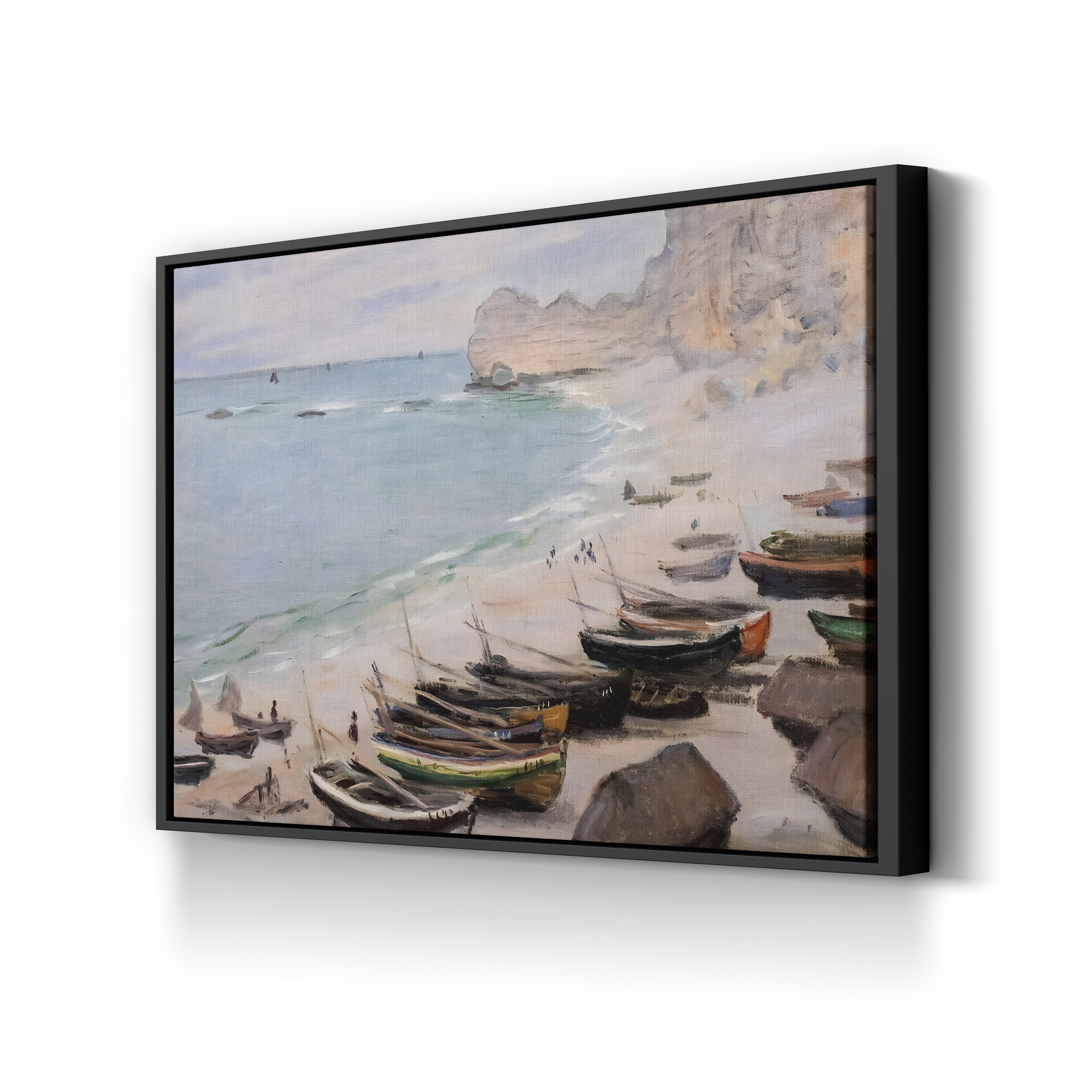 Bateaux sur la Plage à Étretat, 1883 – Claude Monet Wall Art | Impressionist Normandy Coastal Canvas Print