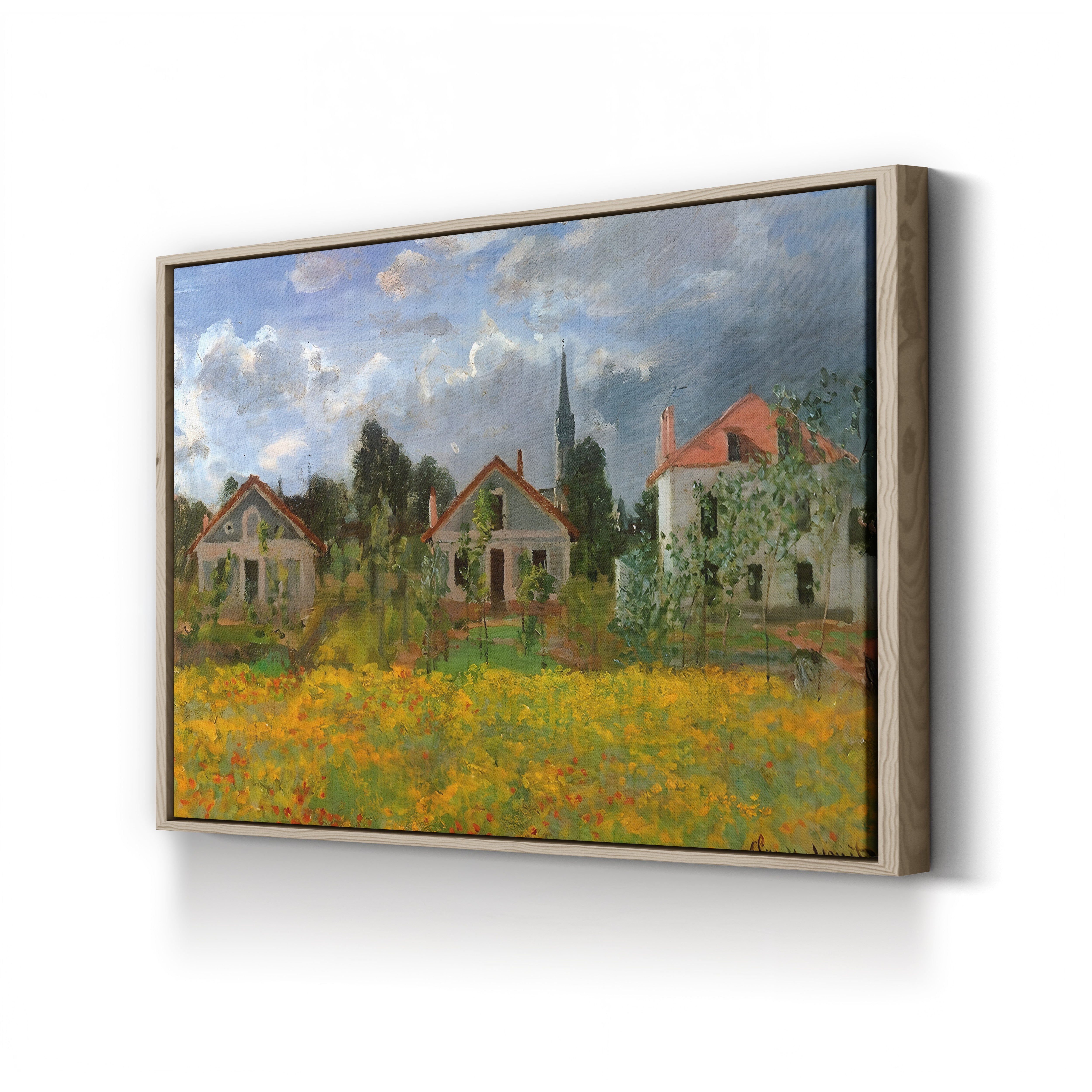 Houses in the Countryside – Claude Monet Wall Art | Impressionist Rural Landscape Canvas Print