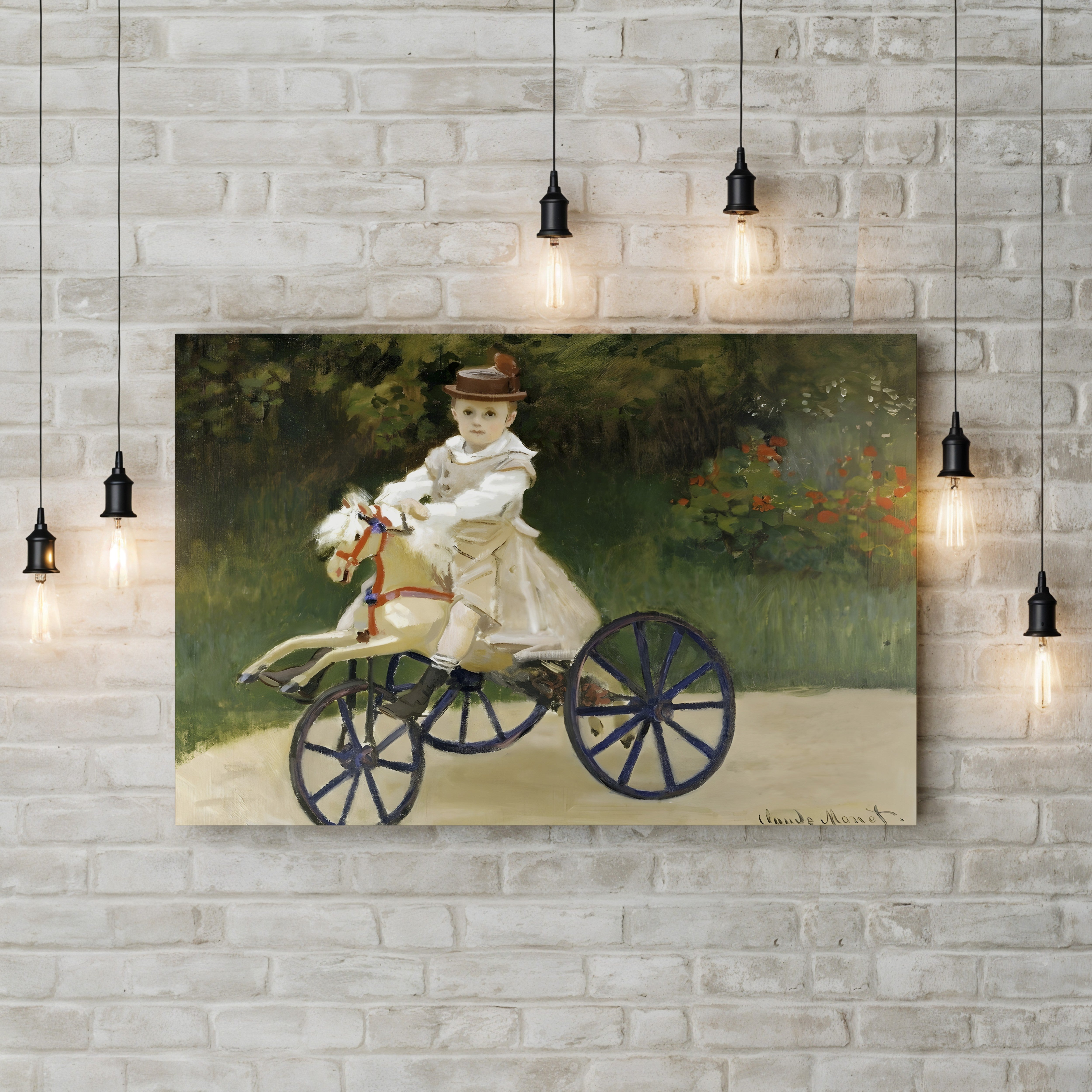 Jean Monet on His Hobby Horse, c. 1867–1913 – Claude Monet Wall Art | Impressionist Childhood Scene Canvas Print