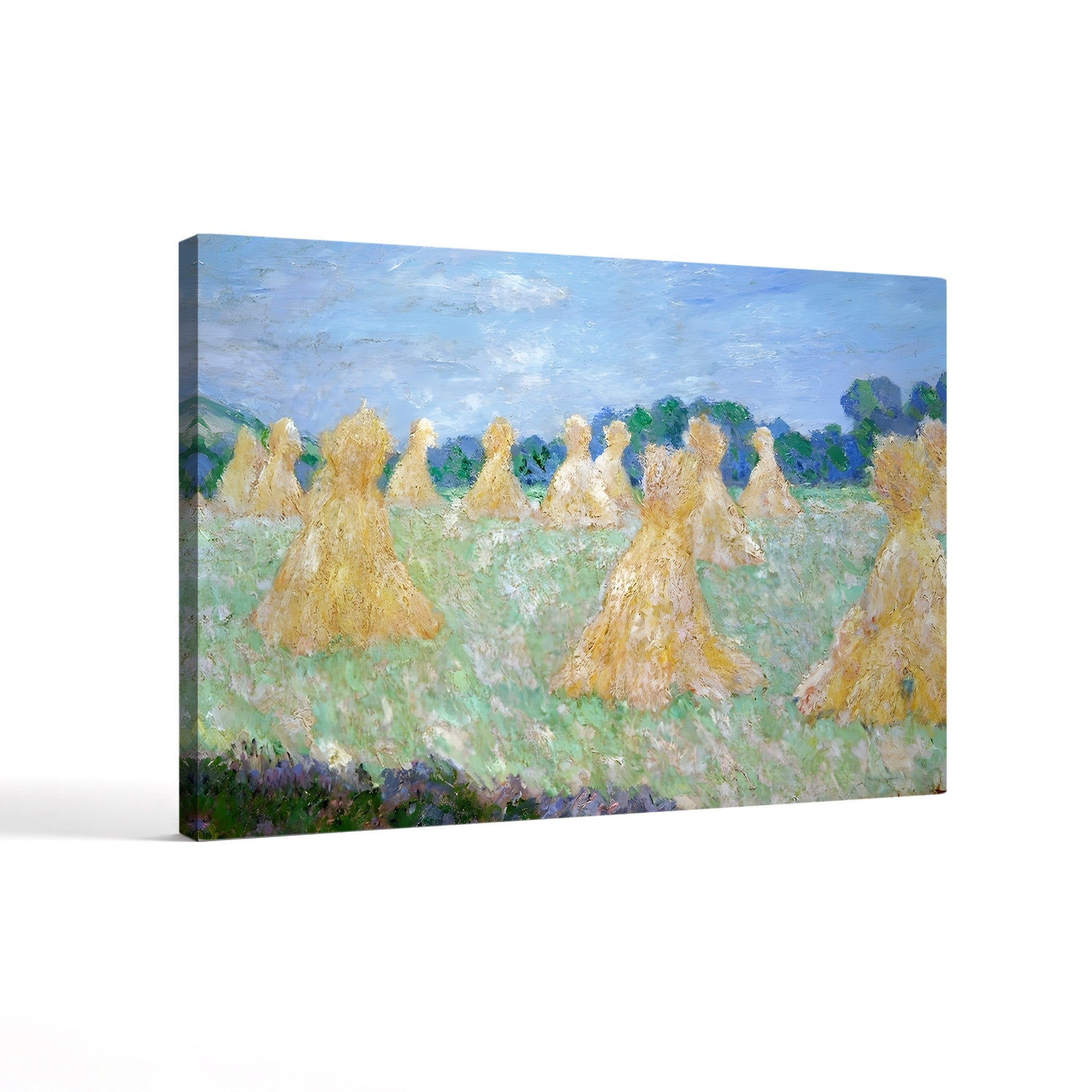 Haystacks: The Young Ladies of Giverny, Sun Effect – Claude Monet Wall Art | Impressionist Series Canvas Print