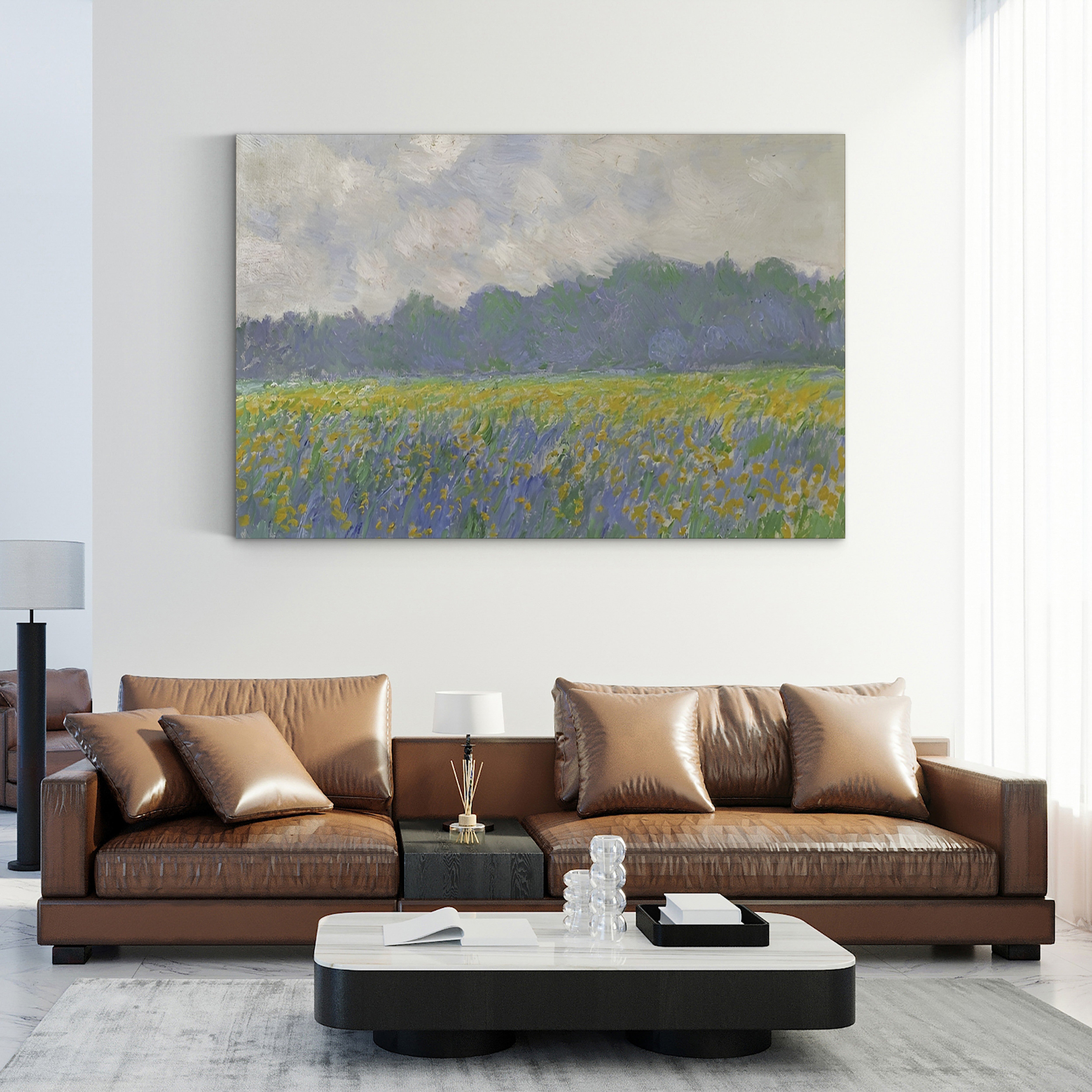 Field of Yellow Irises at Giverny, 1887 – Claude Monet Wall Art | Impressionist Floral Field Canvas Print