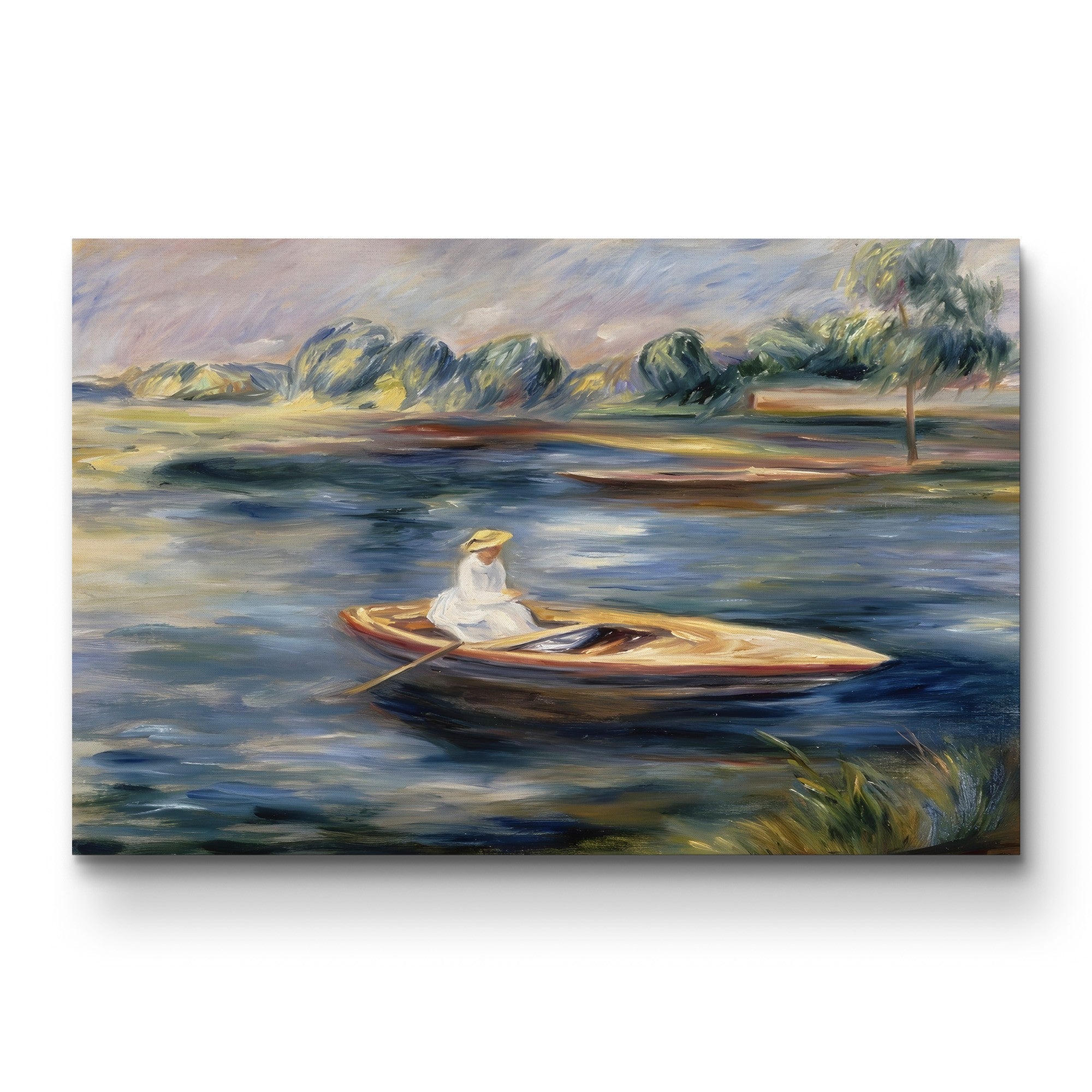 Young Woman Seated in a Rowboat – Pierre-Auguste Renoir Wall Art | Impressionist Boating Canvas Print