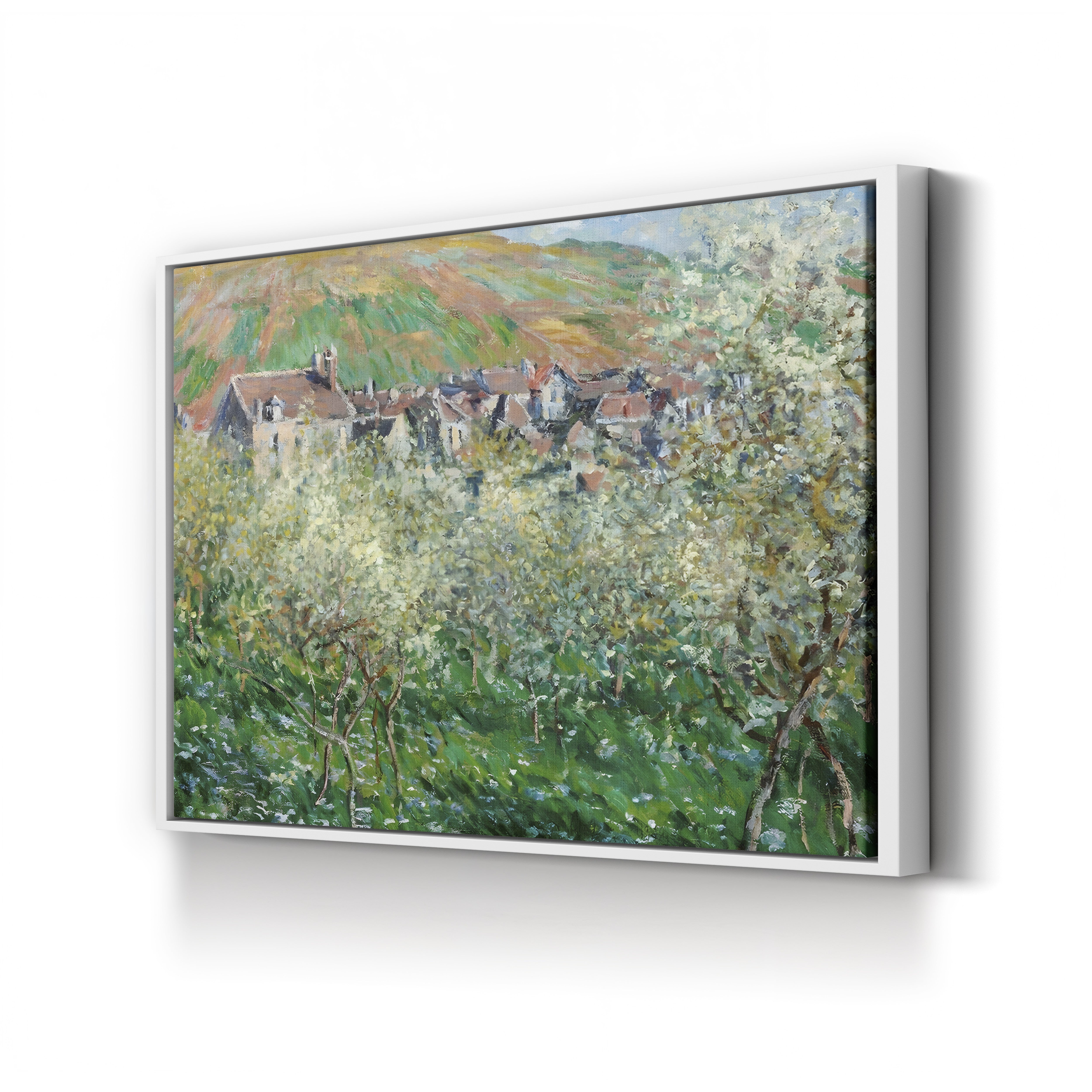 Flowering Plum Trees, 1879 – Claude Monet Wall Art | Impressionist Spring Blossom Canvas Print
